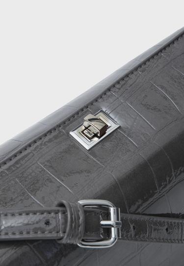 Mock croc shoulder bag — Dark grey 5