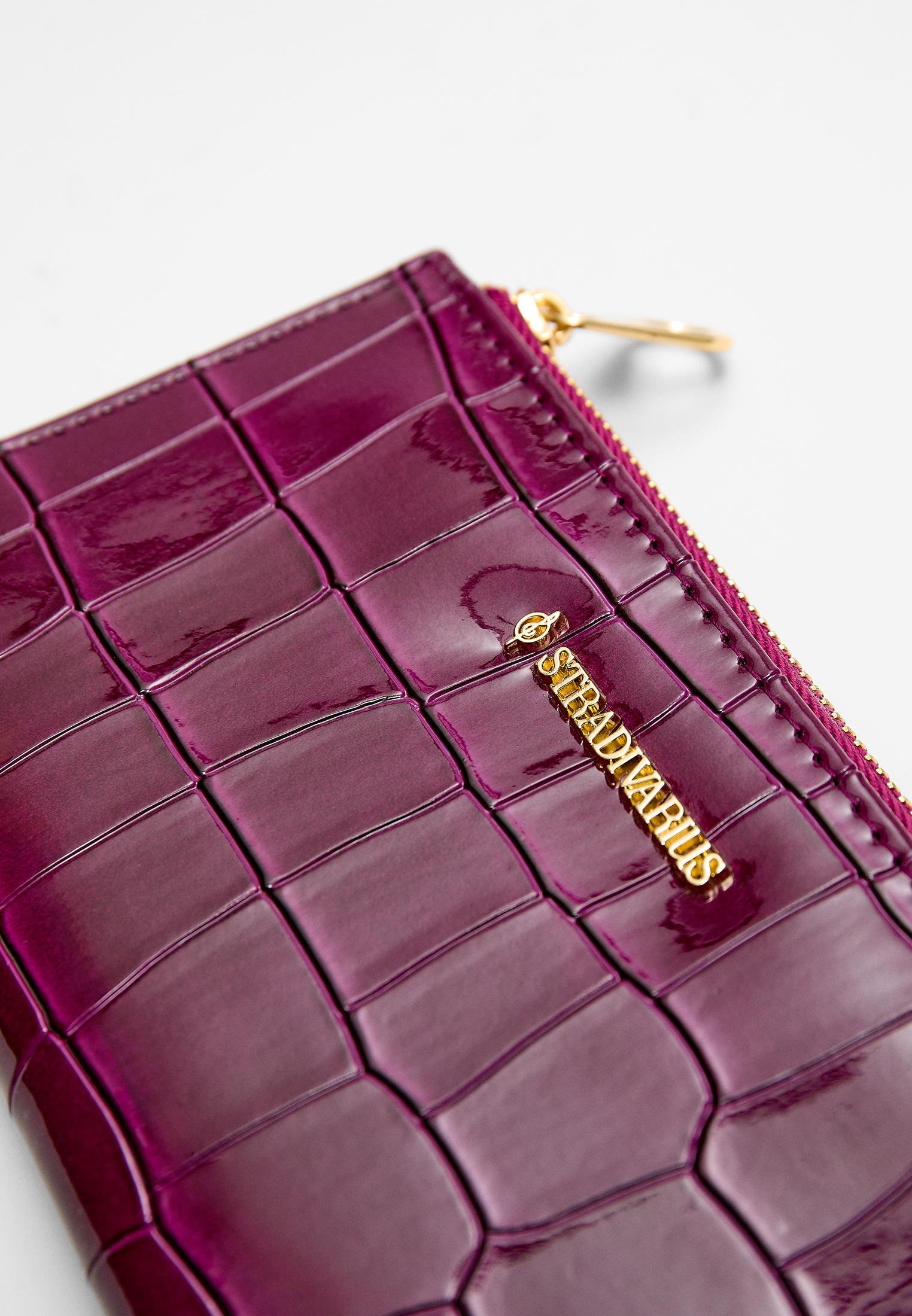 Stradivarius Basic timsah deseni görünümlü cüzdan görsel 4
