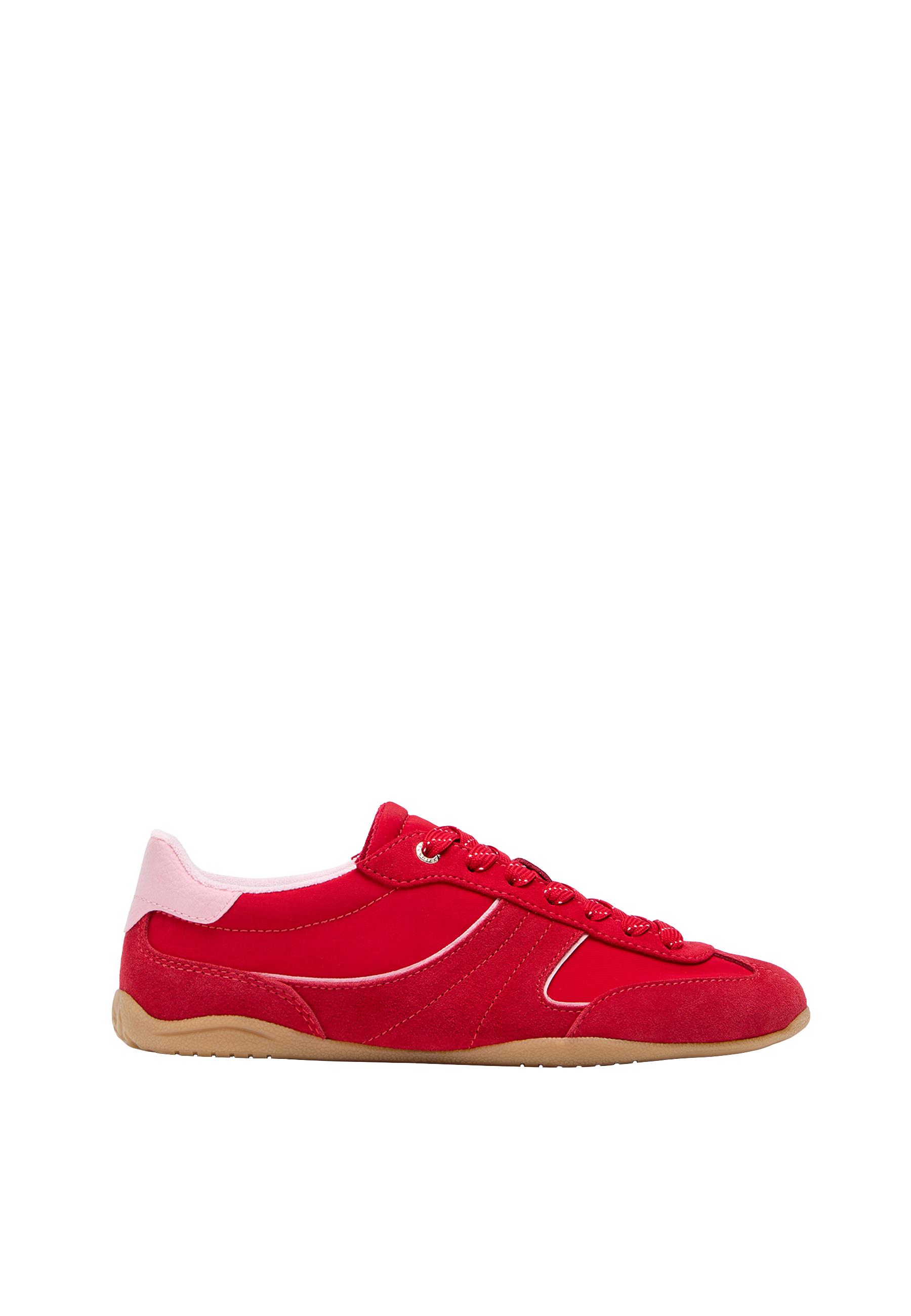Flat sole trainers with leather details — RED 