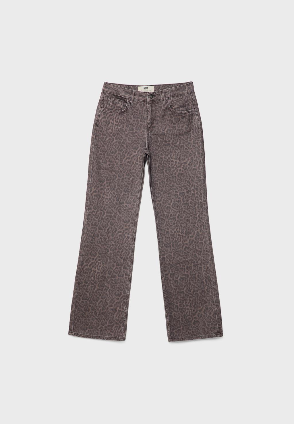 Pantaloni straight leopardati