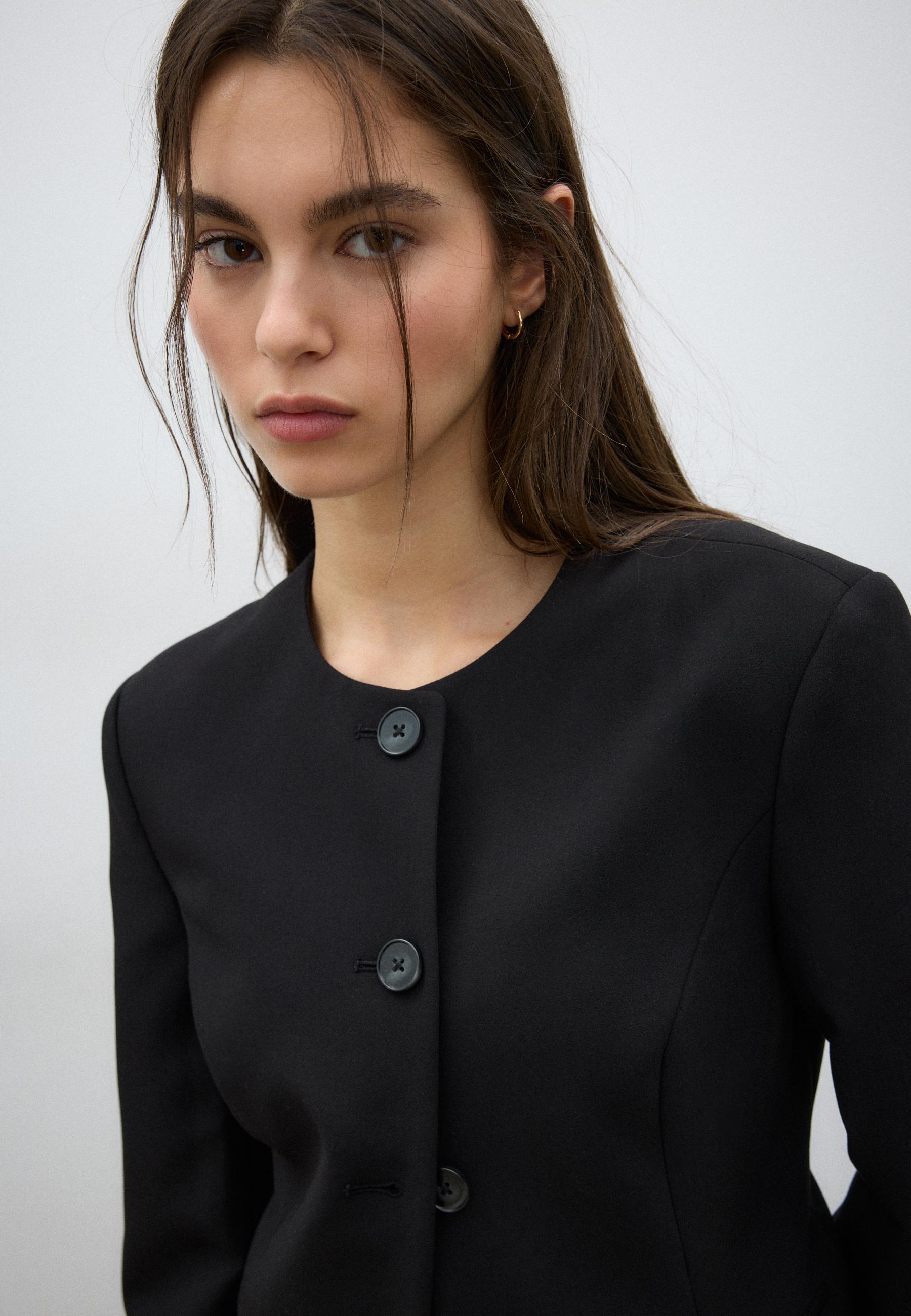 Collarless blazer — Black