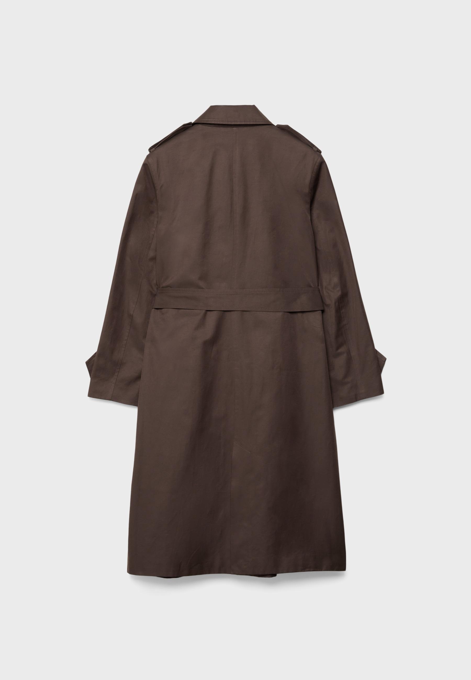 Long single-breasted trench coat — Brown