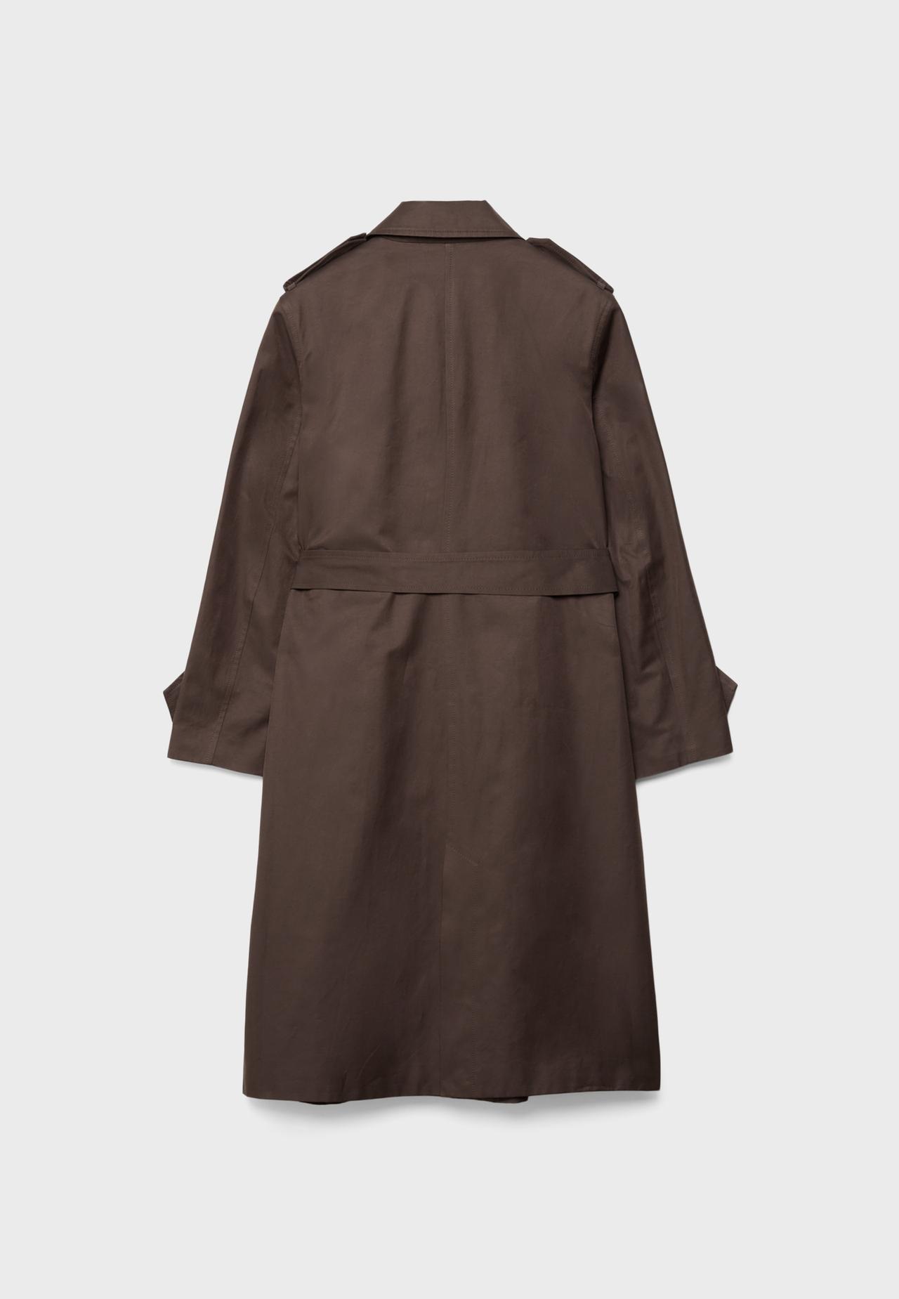 Long single-breasted trench coat — Brown