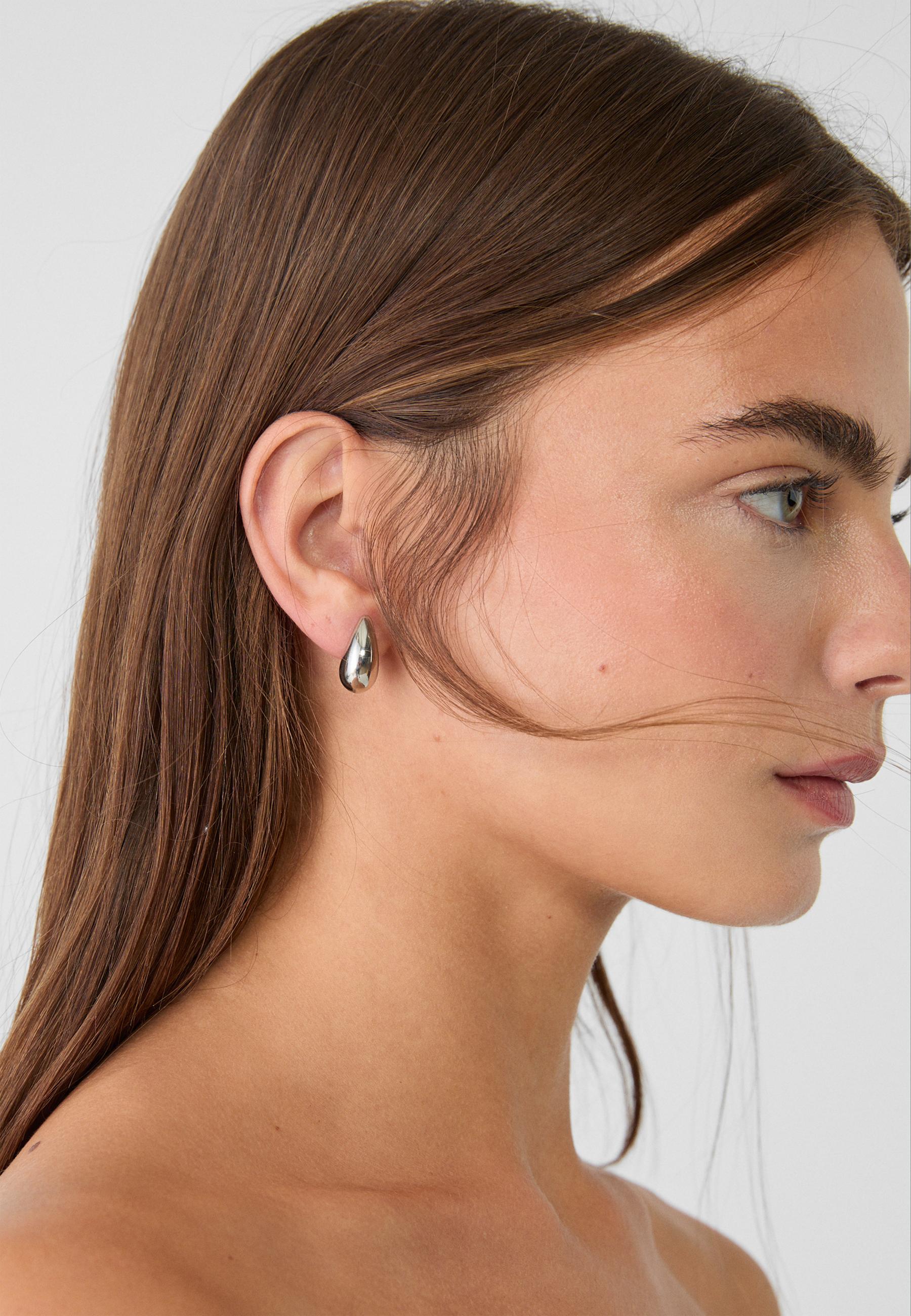 Stradivarius Σετ 9 Μίνι Σκουλαρίκια Σε Σχήμα Σταγόνας Γκρι Os