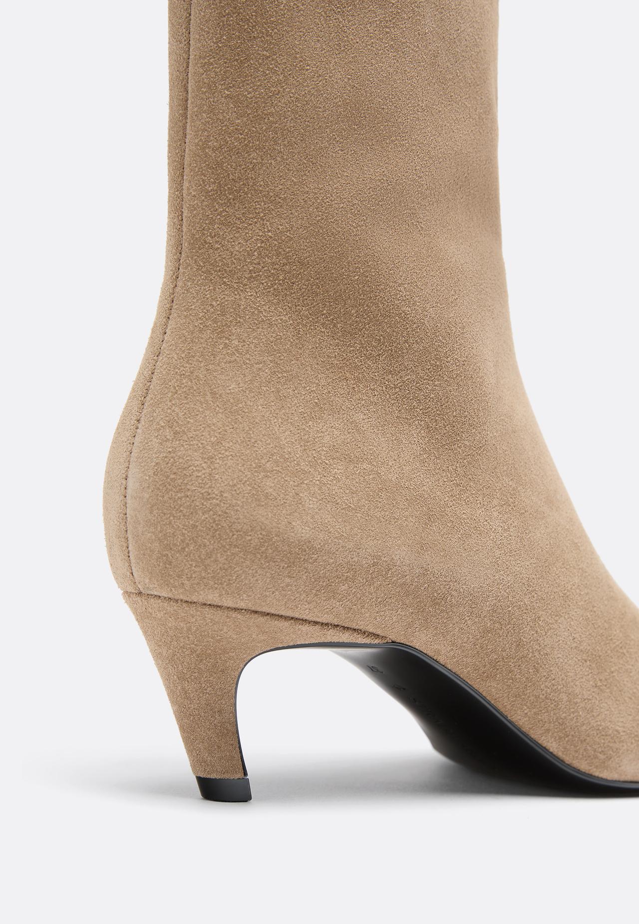 Leather kitten heel ankle boots — TAUPE
