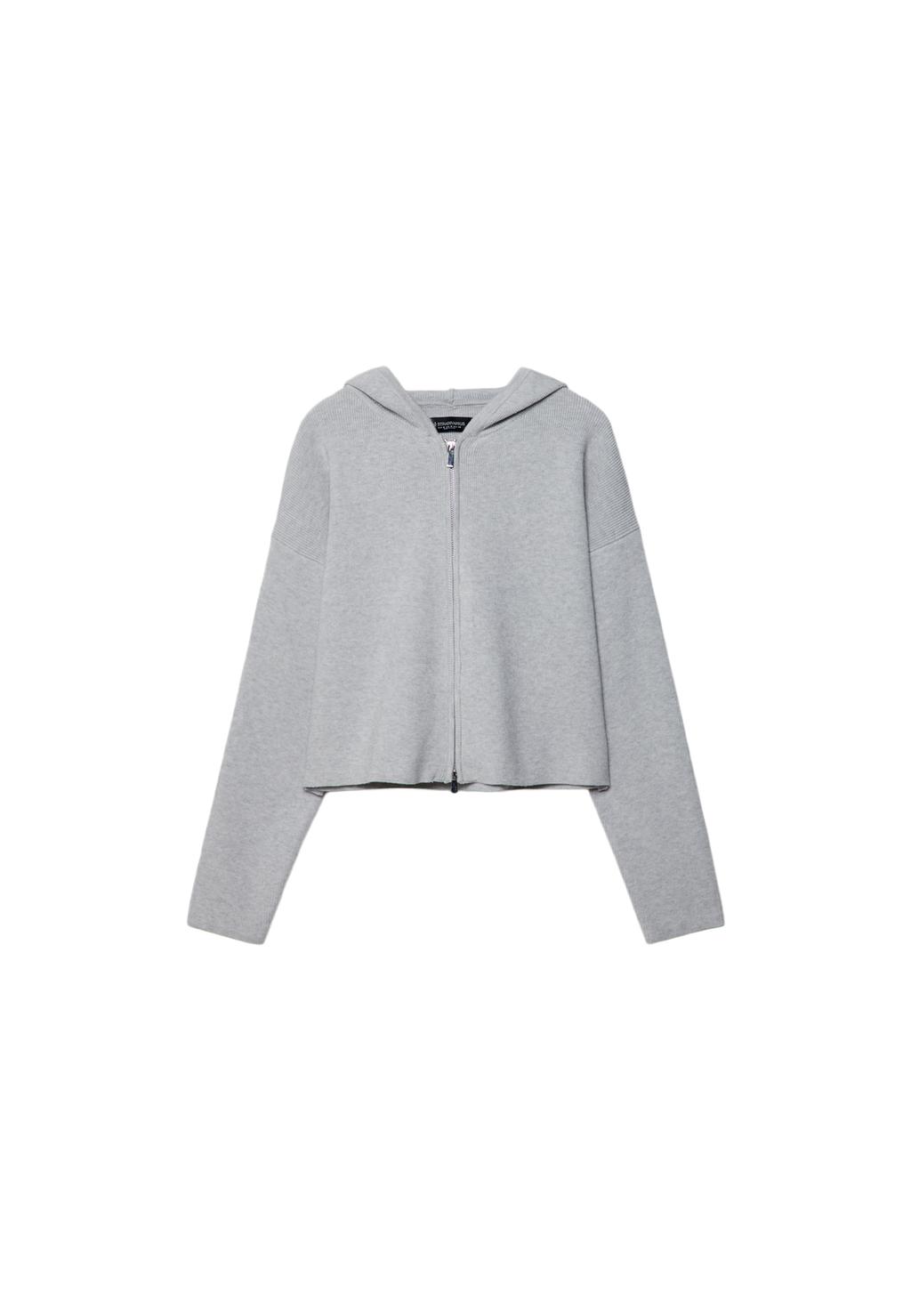 Zipped knit hooded jacket