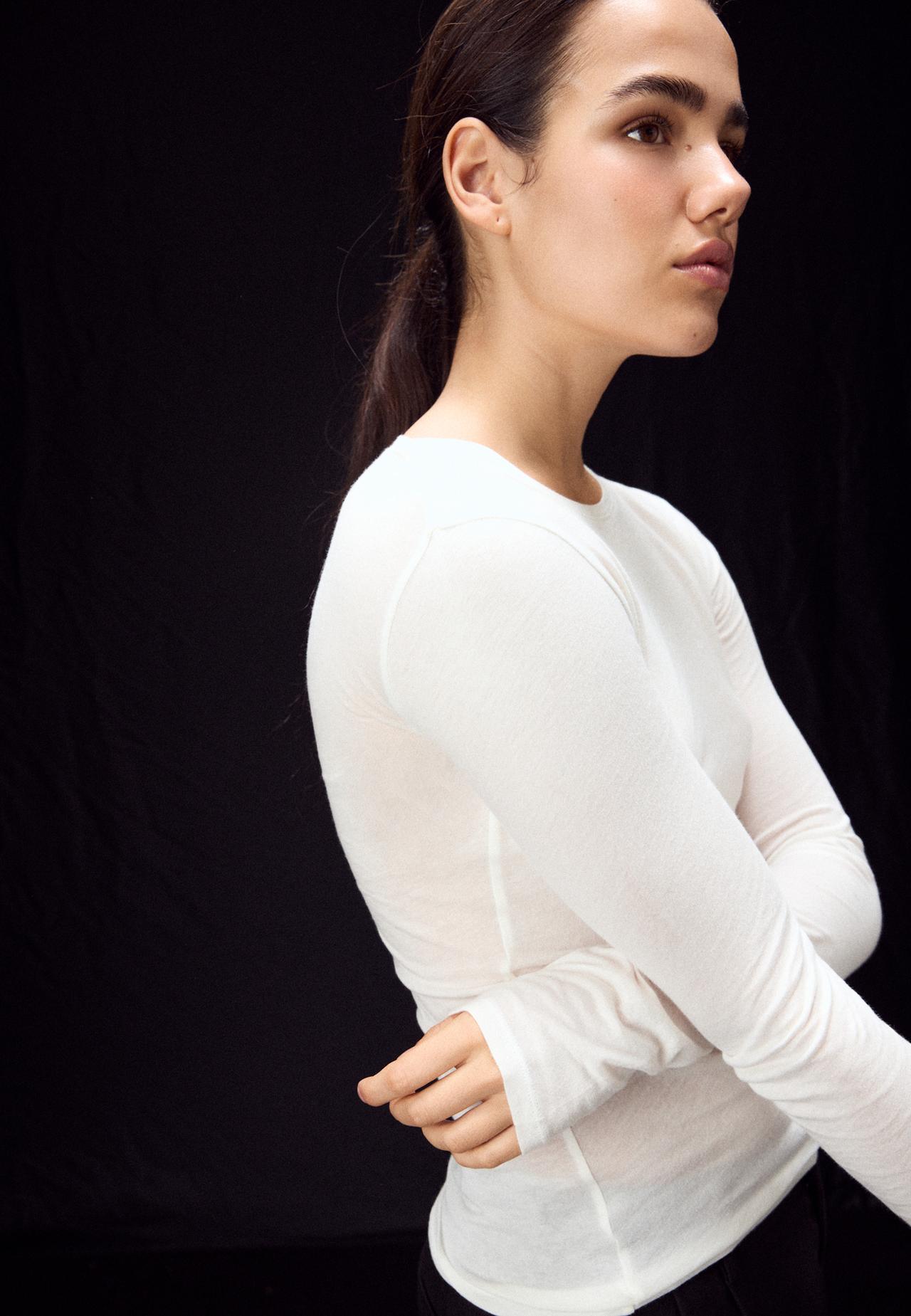 Supima® cotton long sleeve T-shirt — Ecru