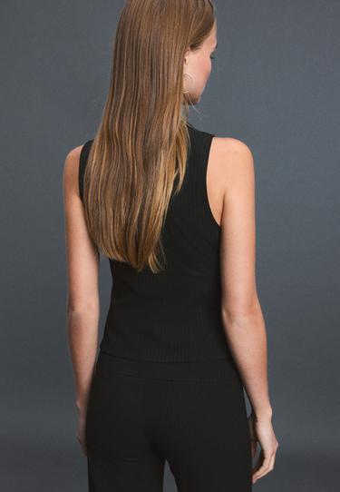 Sleeveless popper top — Black 5
