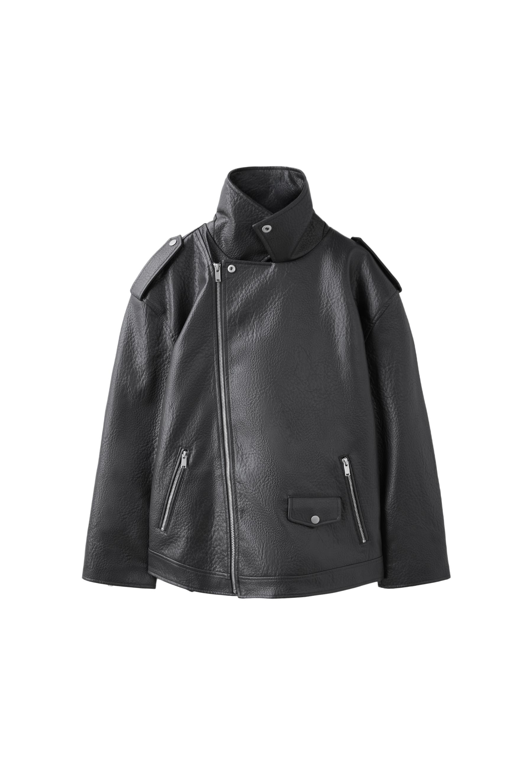 Leather effect biker jacket — Dark grey