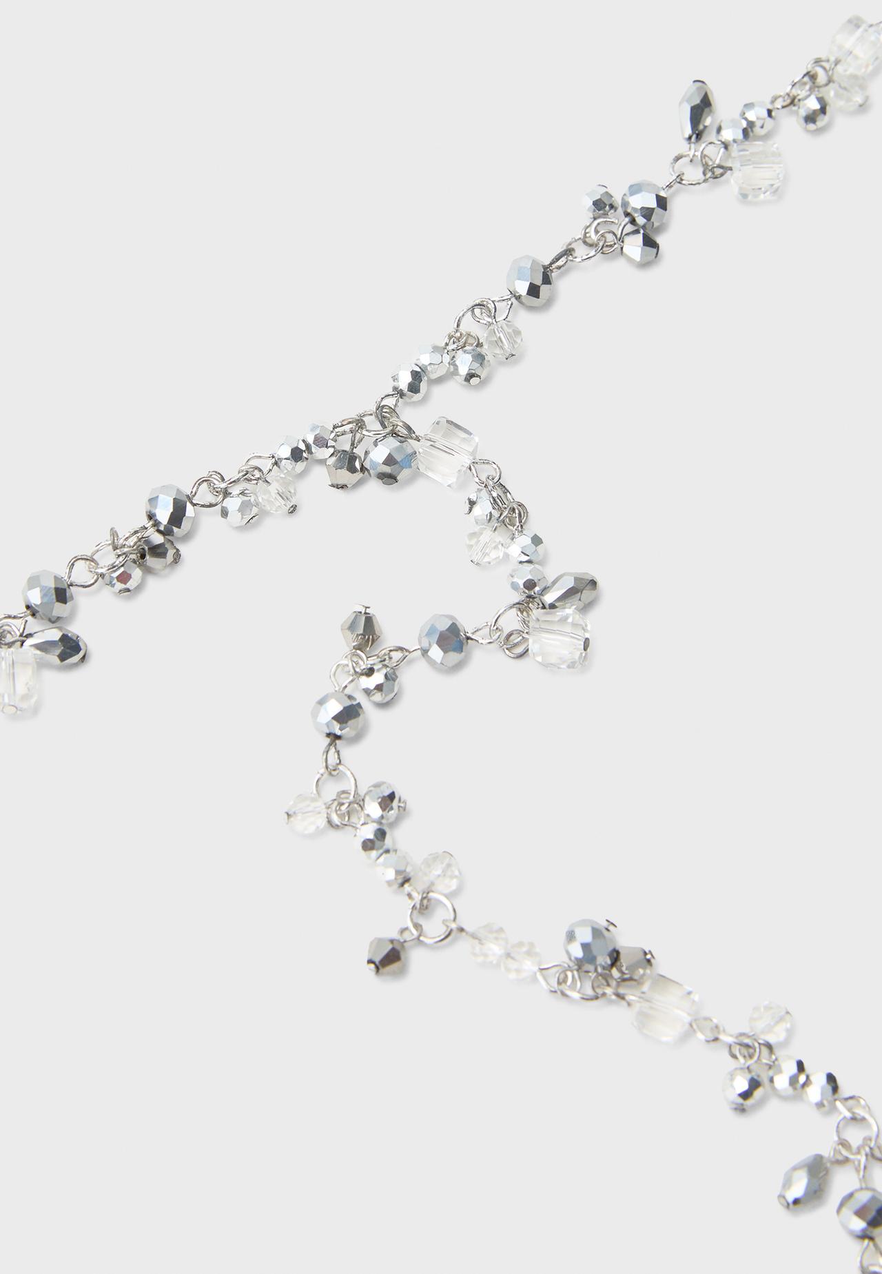 Beaded lariat necklace — Grey