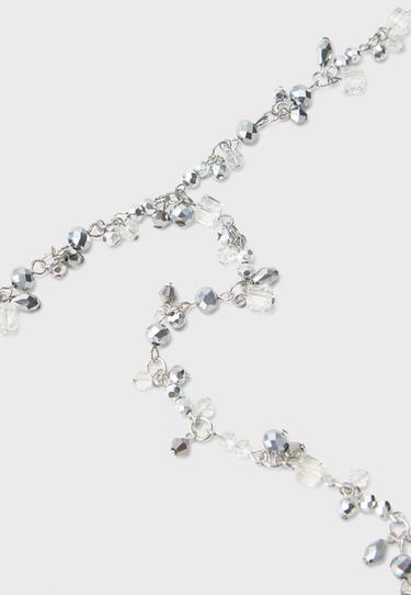 Beaded lariat necklace — Grey 5