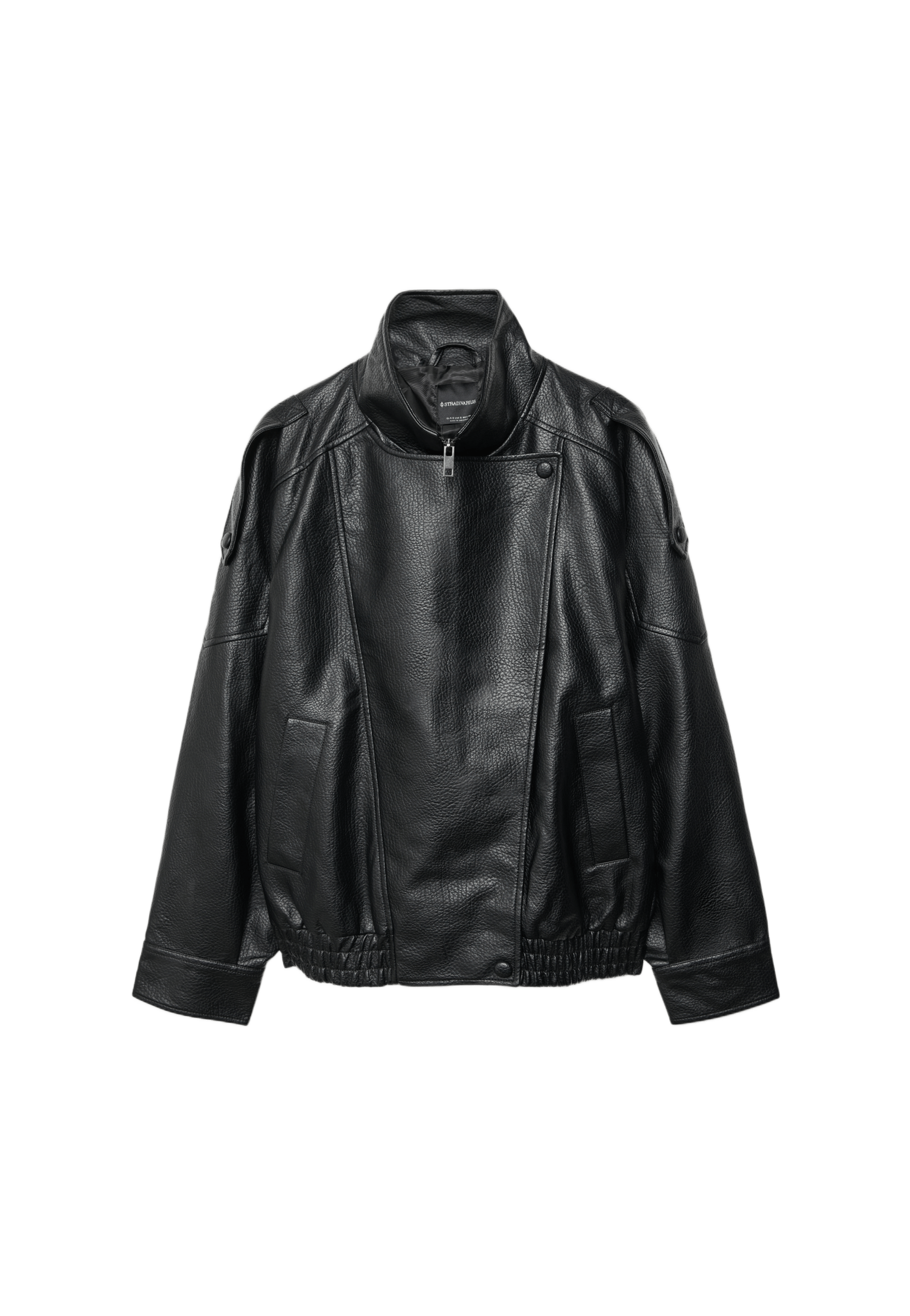Oversize leather effect biker jacket — Black