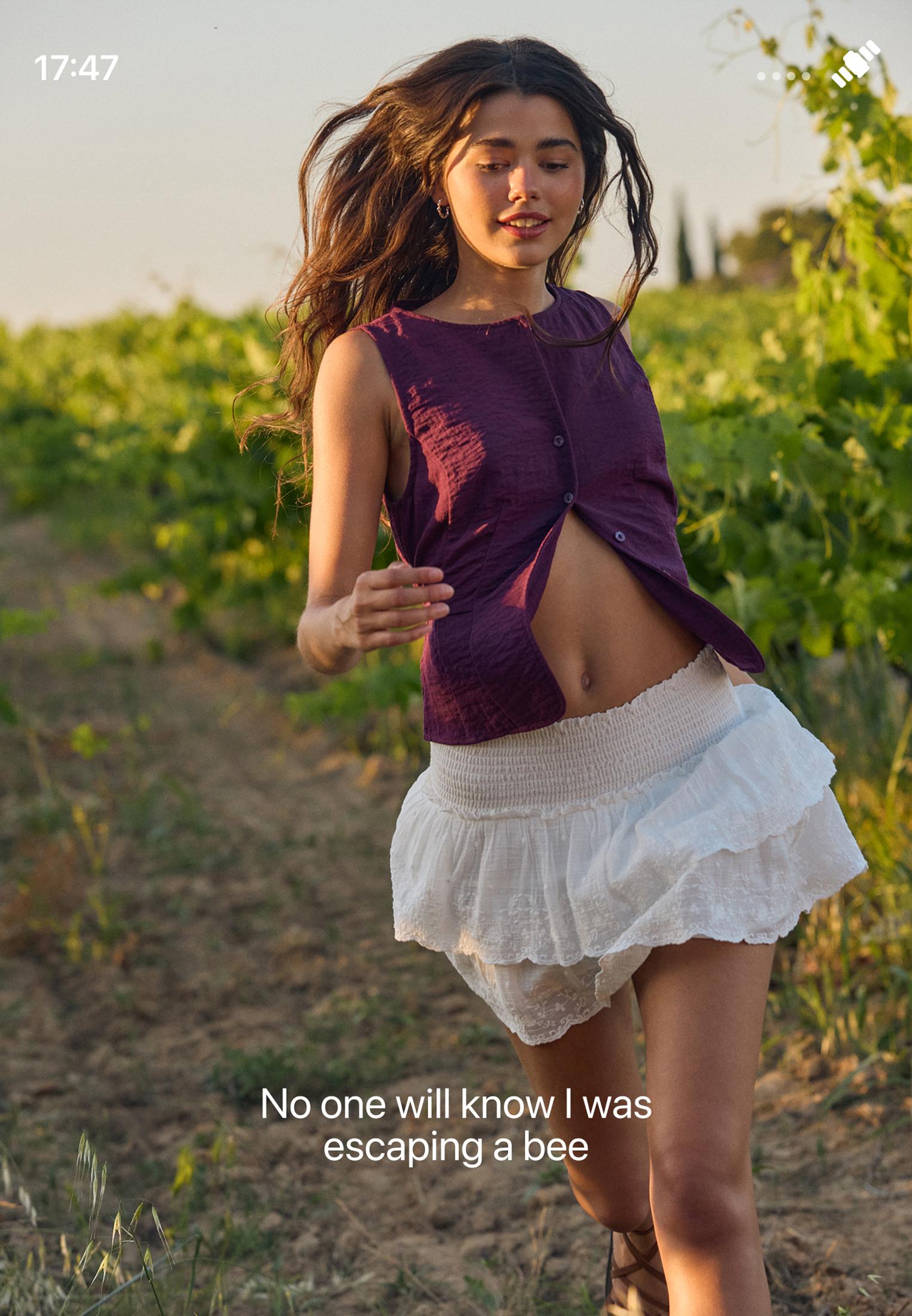 Embroidered crinkle skort — Ecru