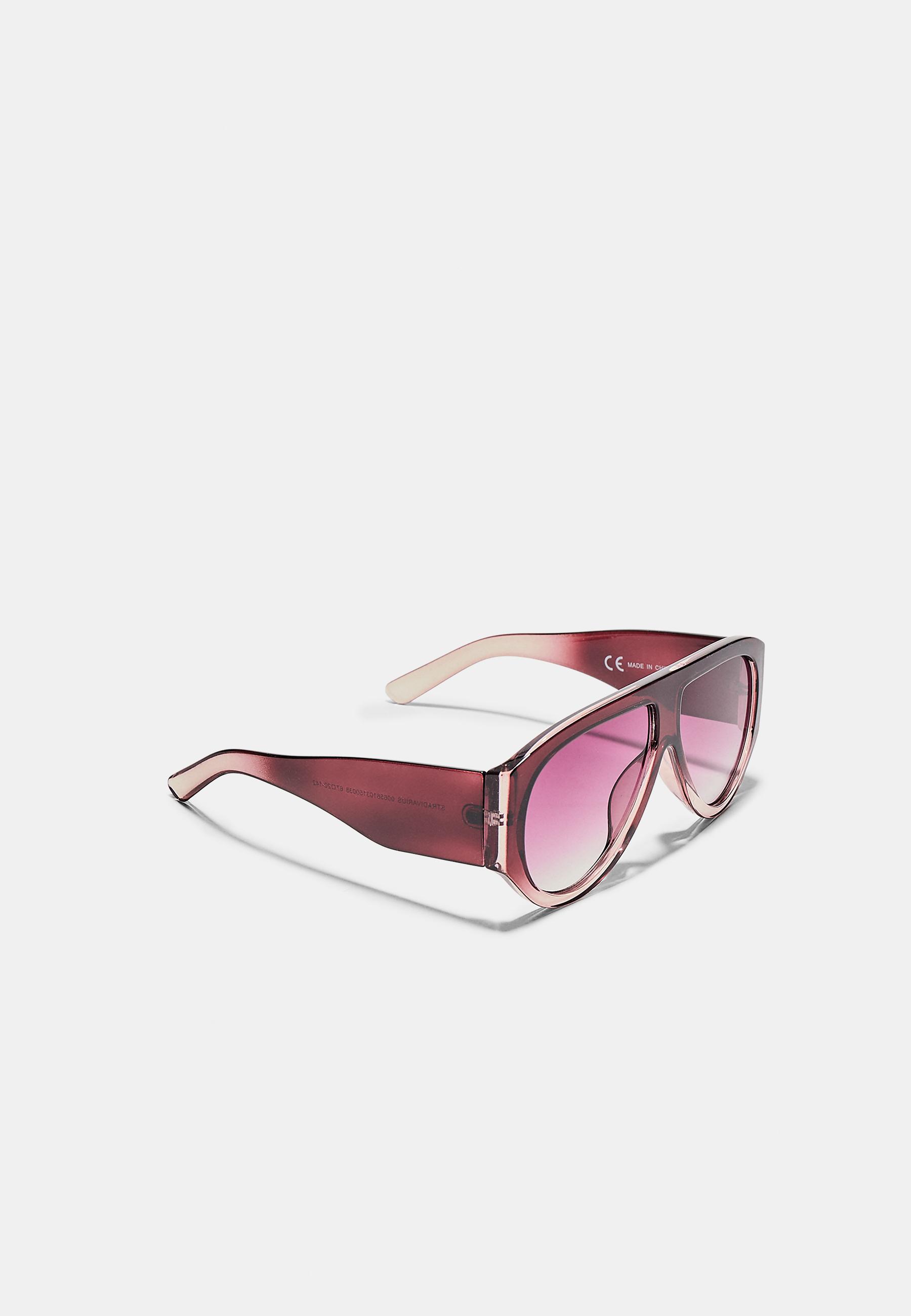 Oval resin sunglasses — Burgundy
