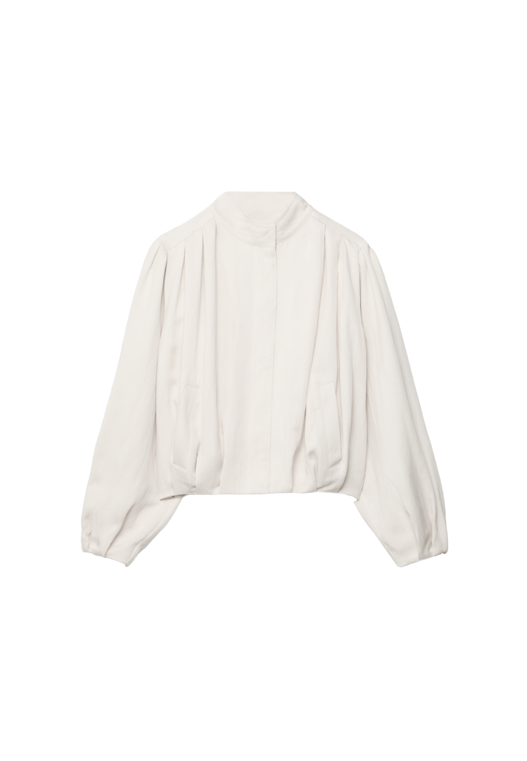 Flowing pleated bomber jacket — Ecru