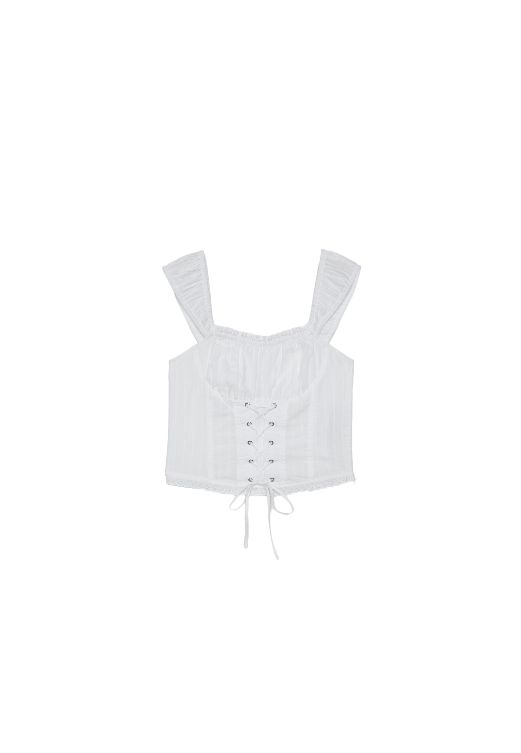 Lace-up corset top — White