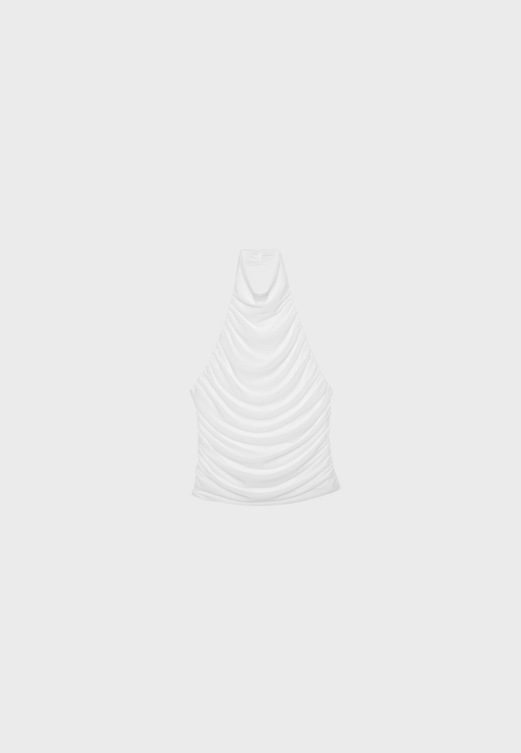 Ruched halter top — Ecru