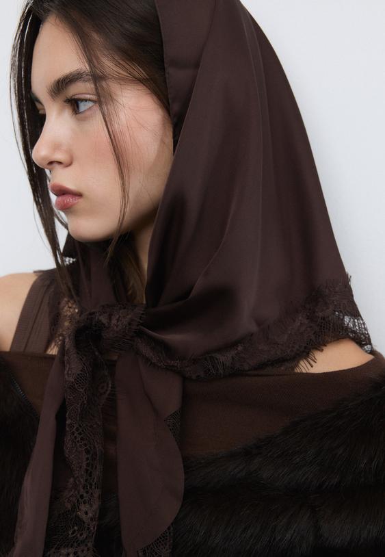 Stradivarius Lace Pareo Brown Os