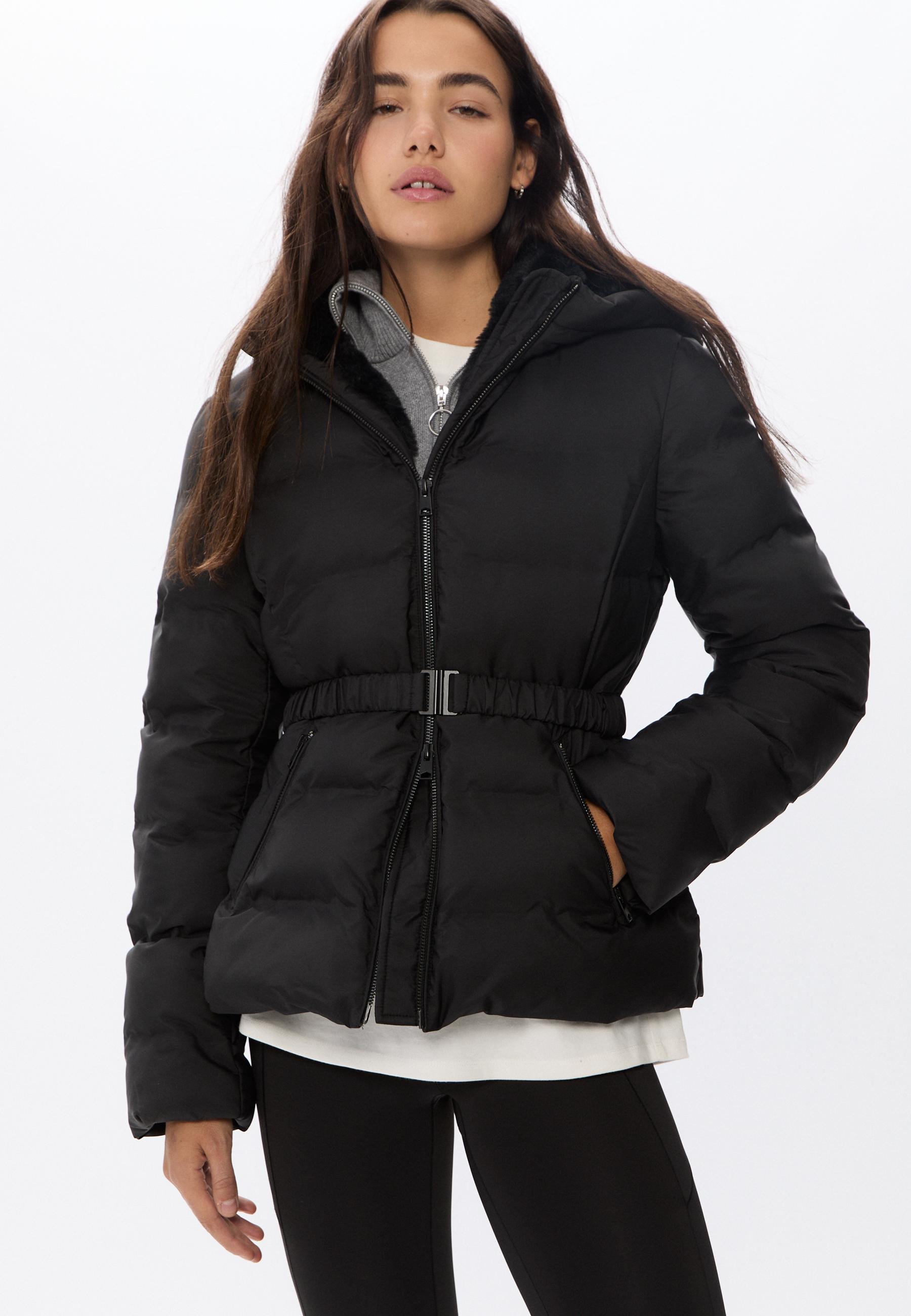 Hooded puffer jacket with belt - Women's fashion | Stradivarius Qatar