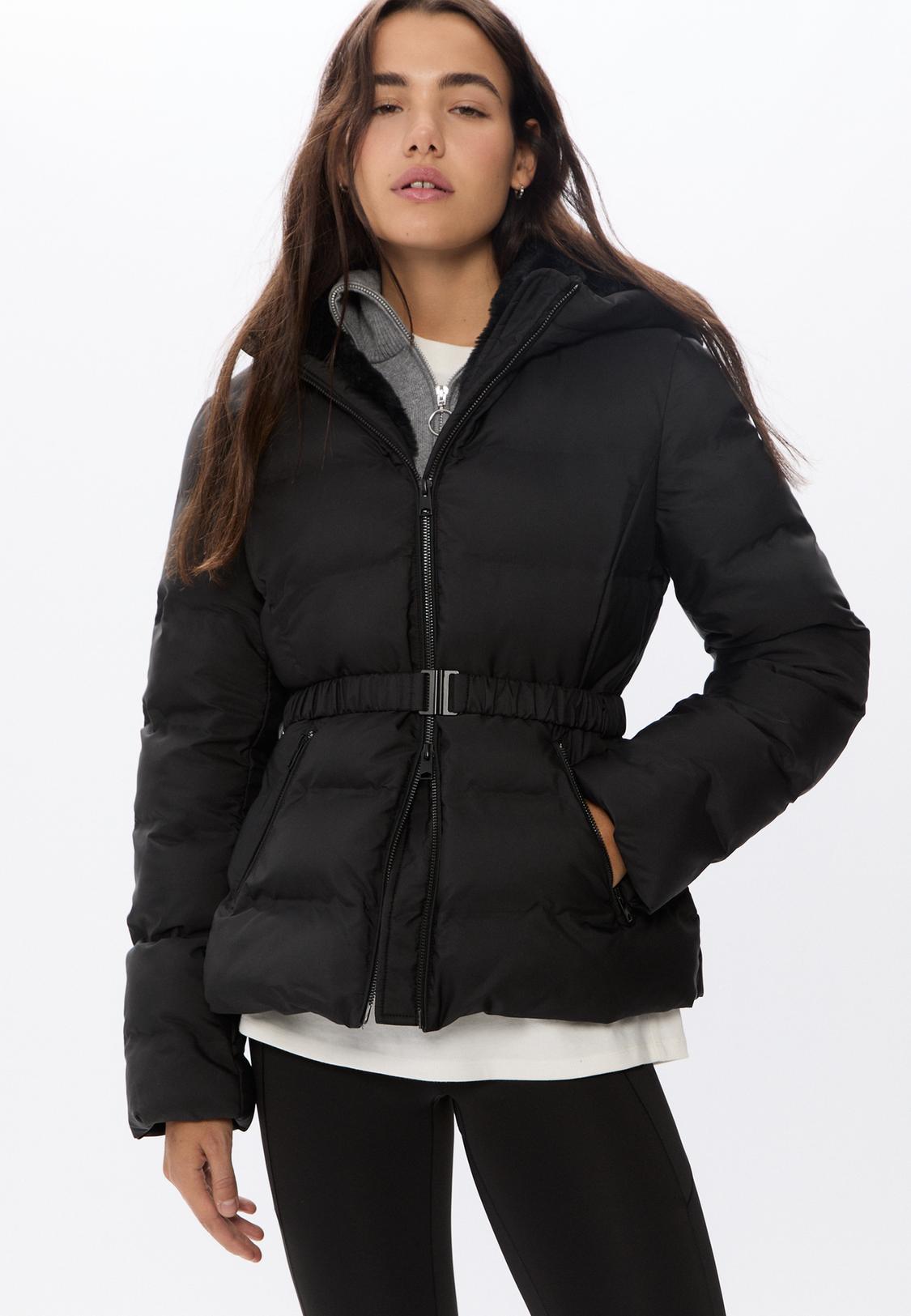 Hooded puffer jacket with belt Women's fashion Stradivarius Jordan