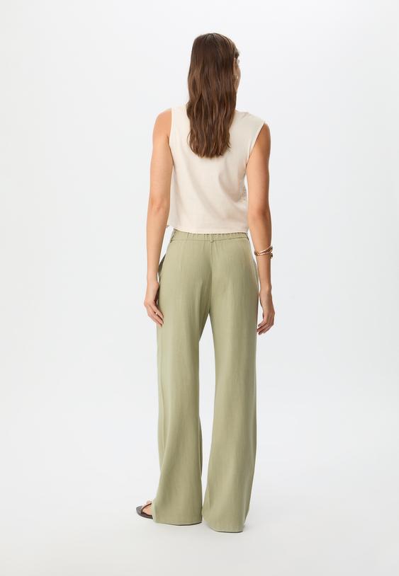 pantalon recto efecto lino