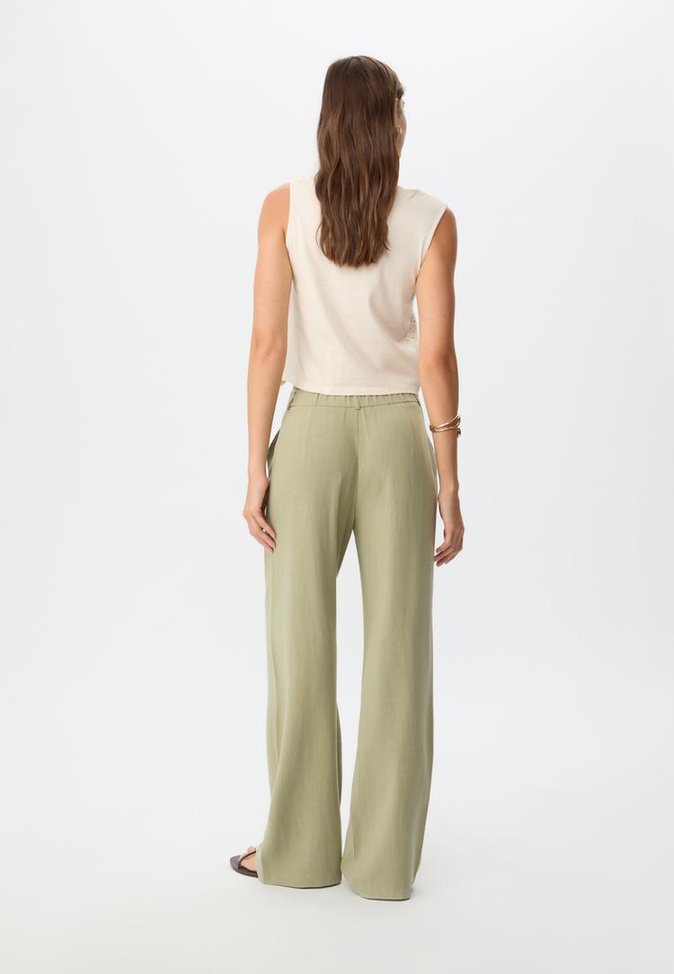pantalon recto con lino