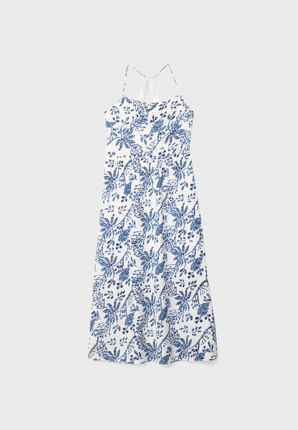 Printed open-back midi dress