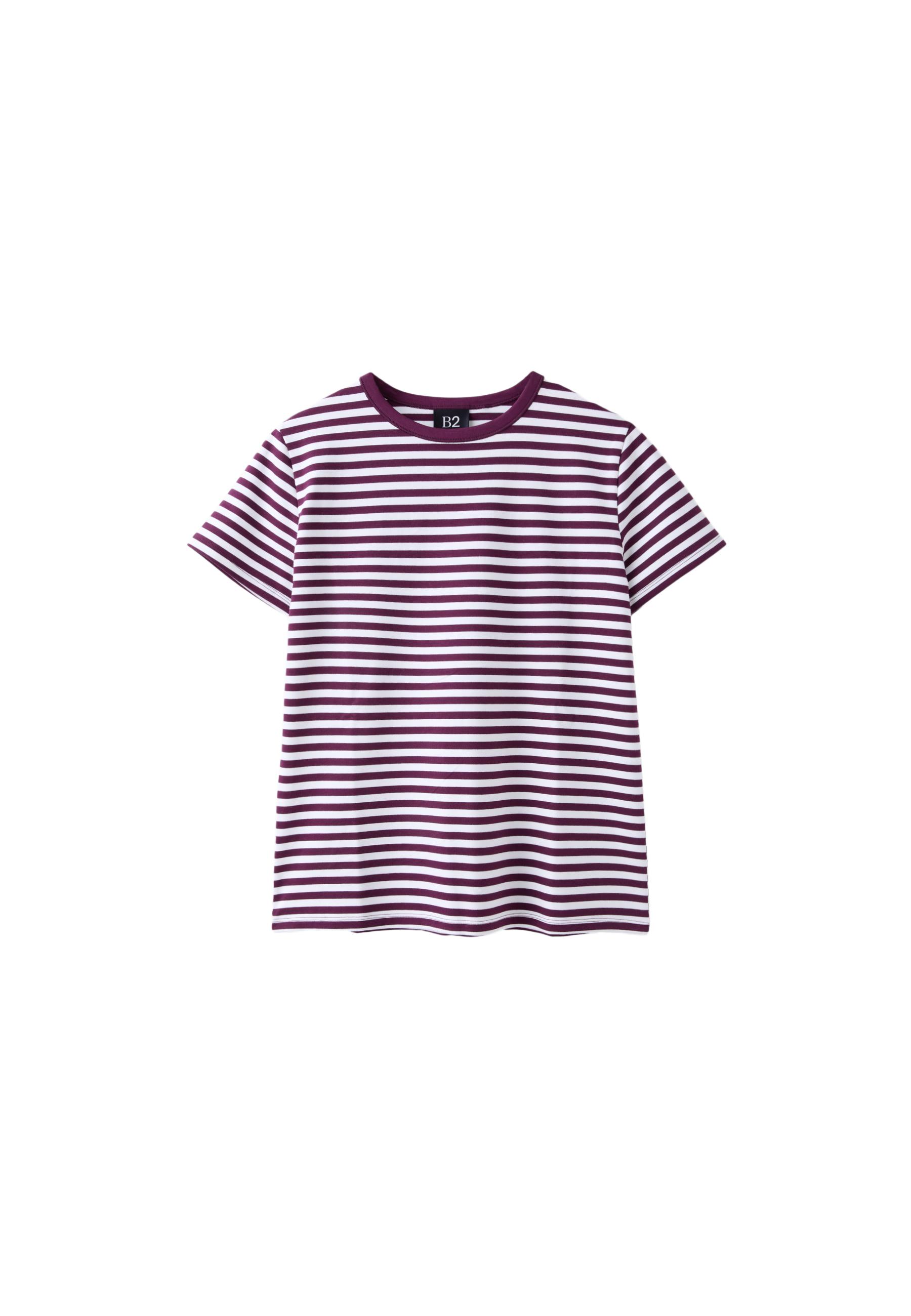 B02 Basic yumuşak dokulu çizgili t-shirt