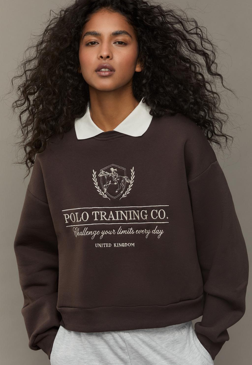 Bluza haftowana kołnierzyk polo