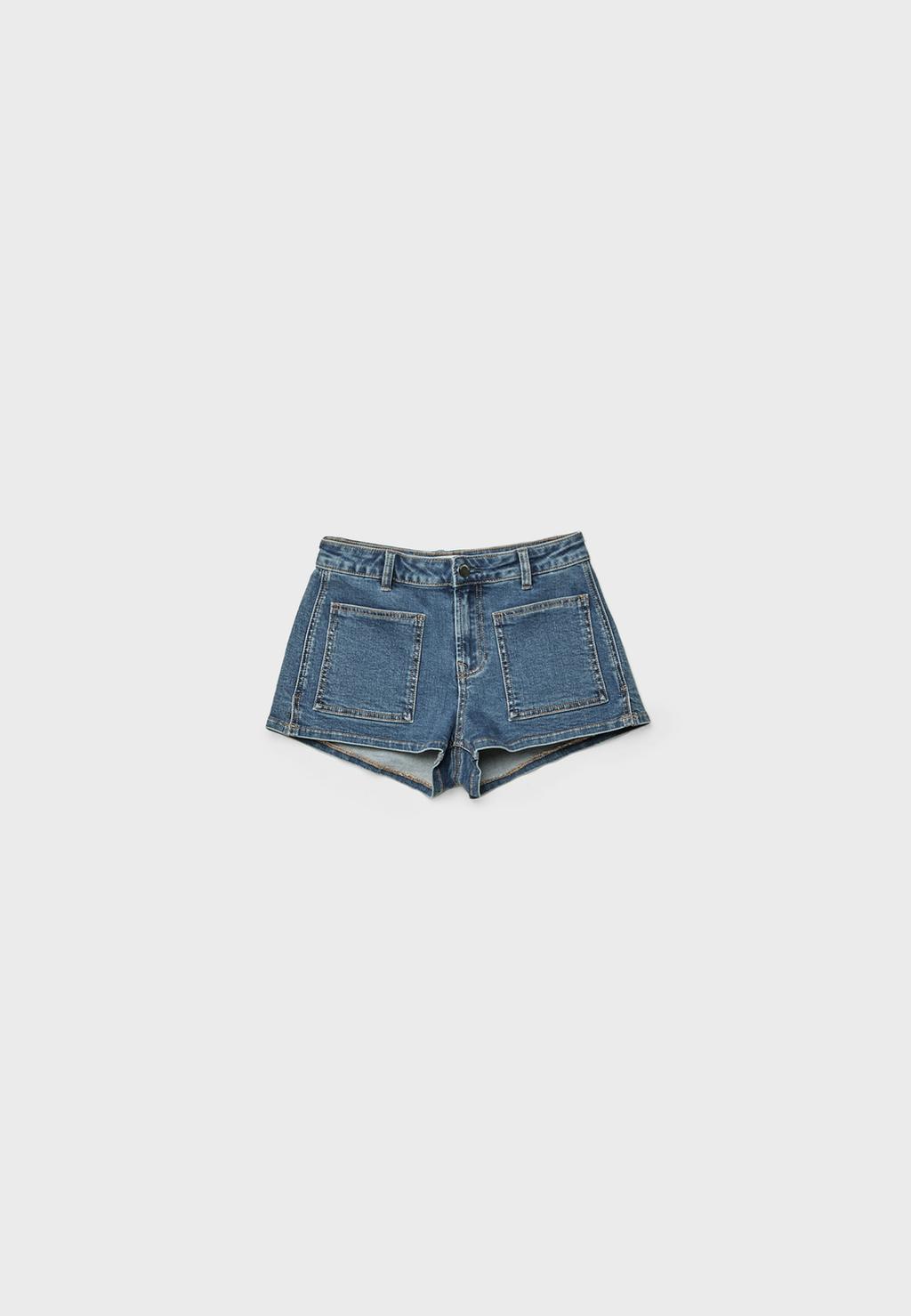 Micro short denim bolsillos