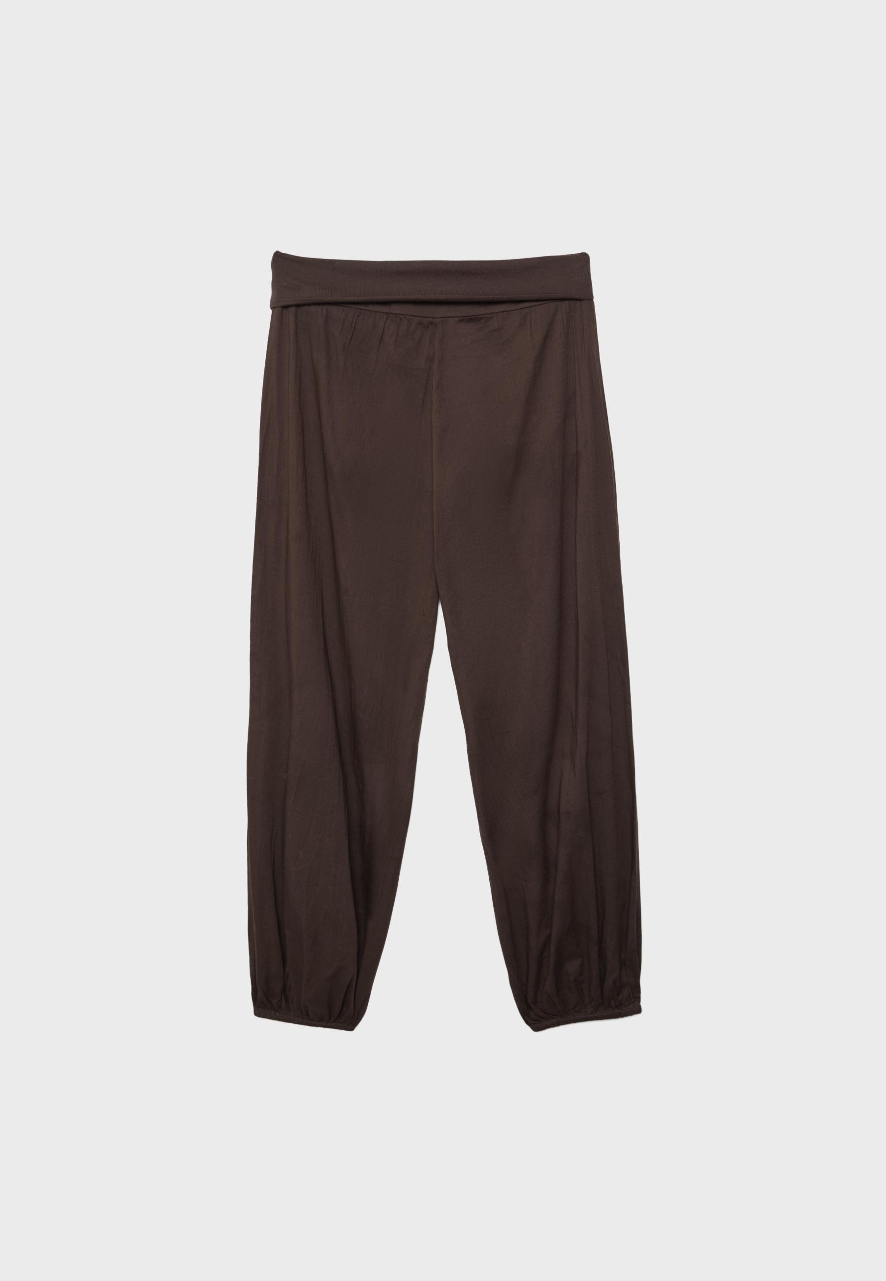 Balloon trousers with turn-down waist — Brown