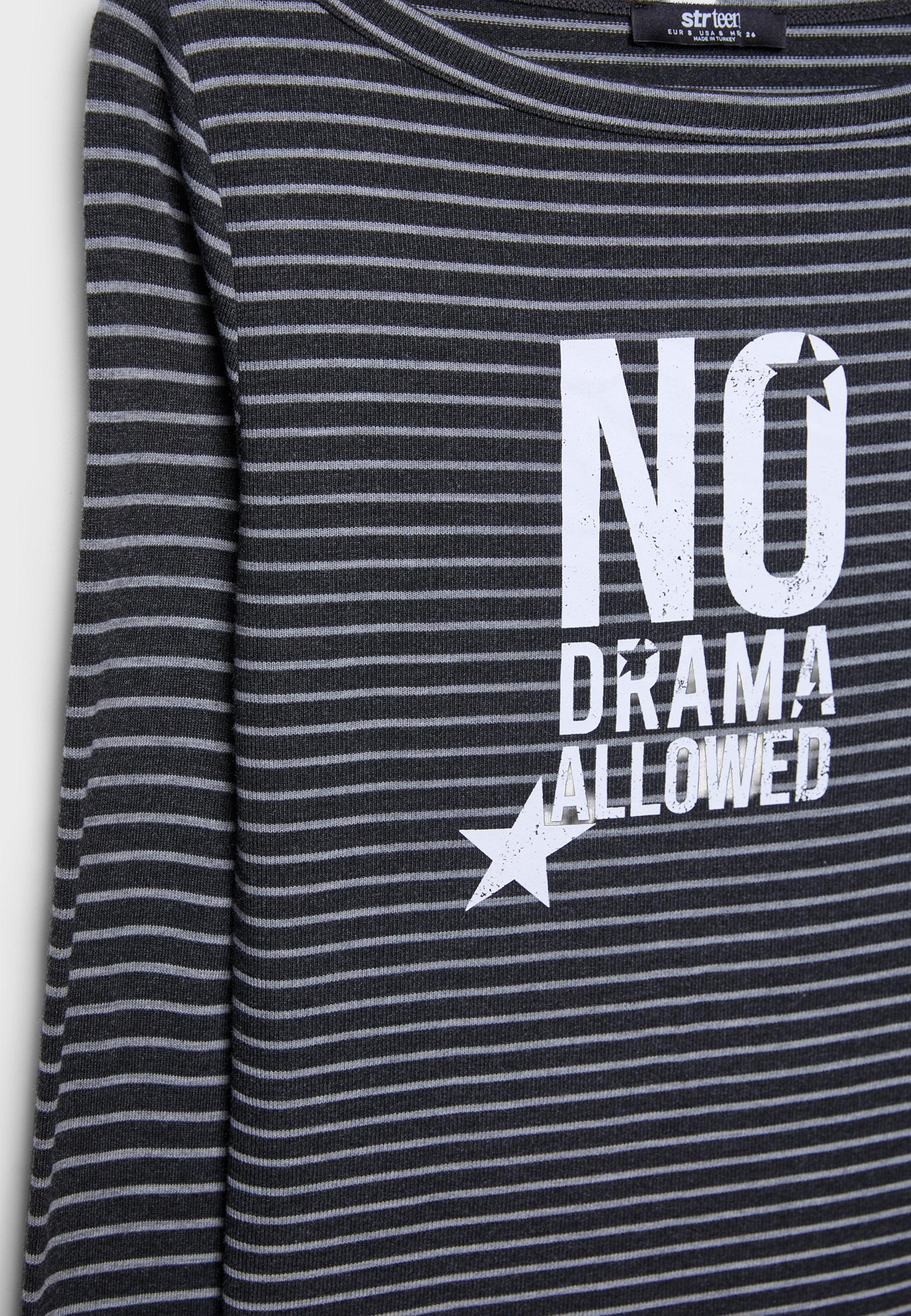 Striped boat neck T-shirt — Dark grey