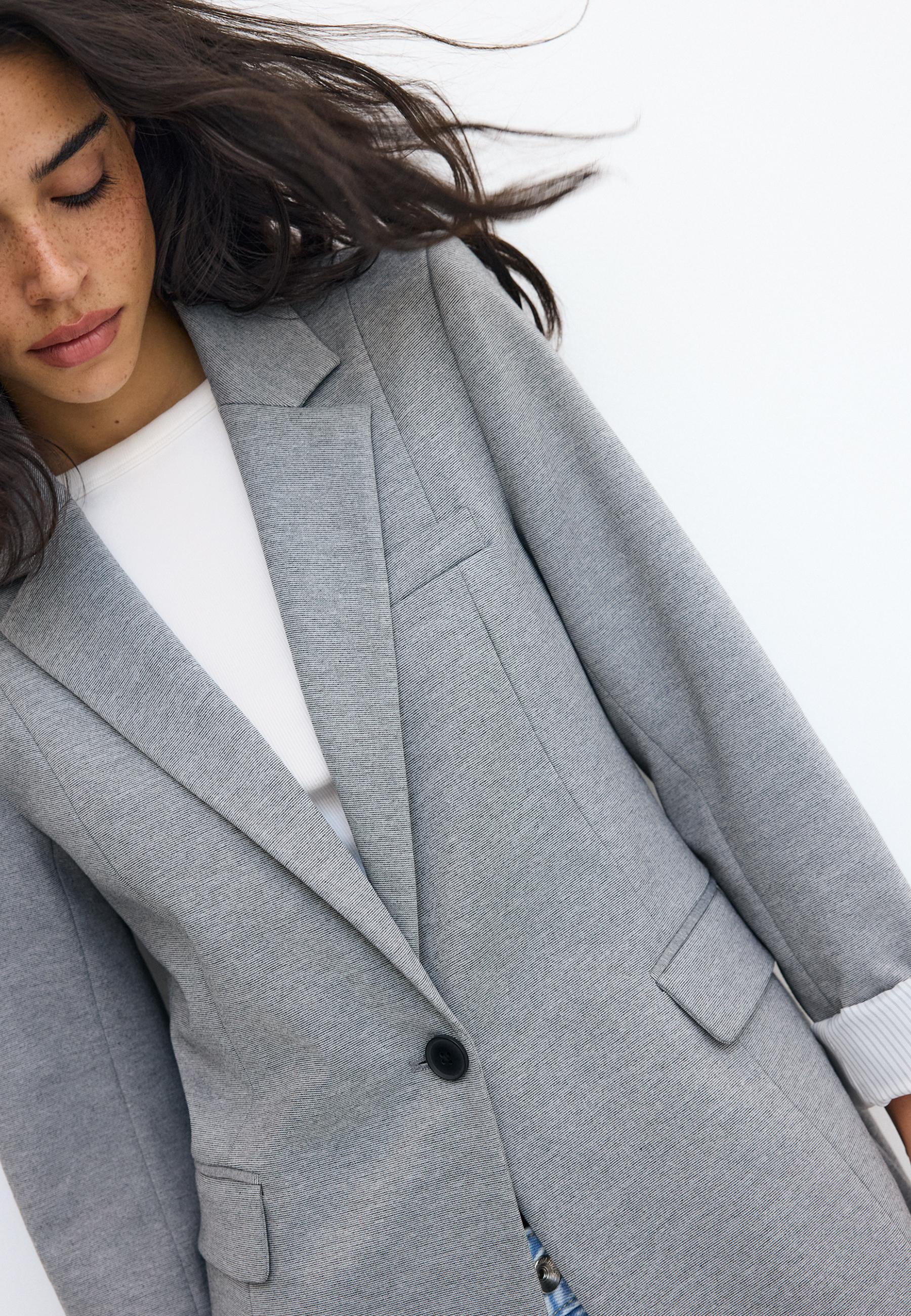 Basic knit blazer — Grey melange
