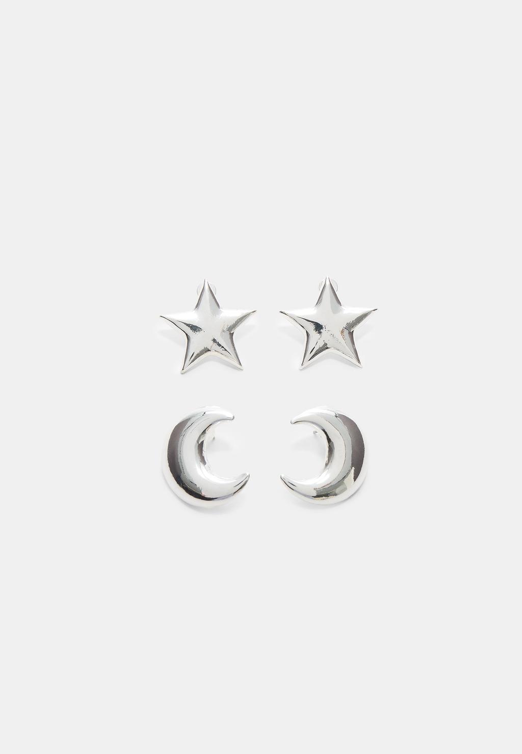 Set 2 pendientes luna y estrella
