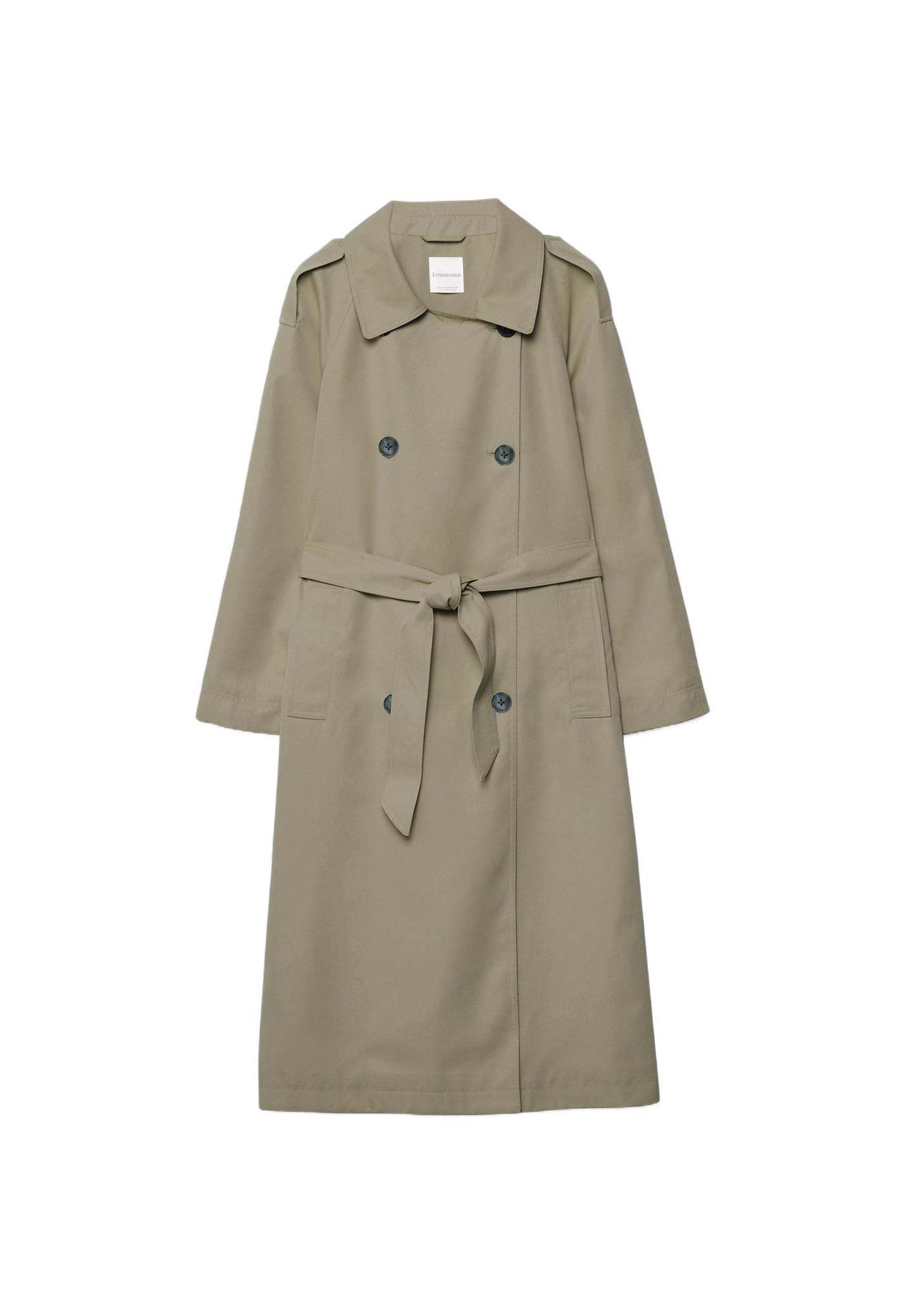 Dökümlü uzun trençkot - Görsel 10