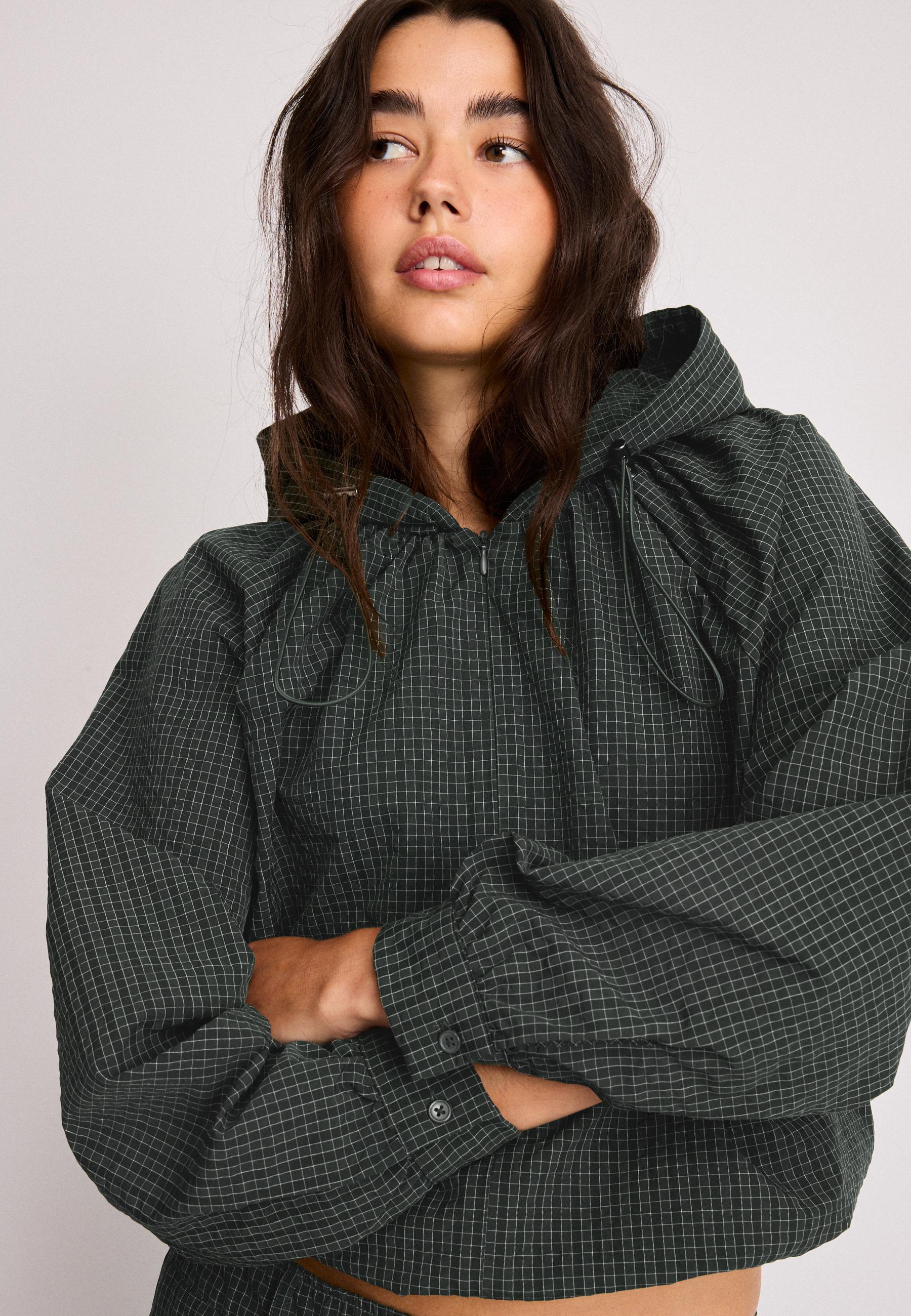 Checked Technical Sweatshirt — Khaki