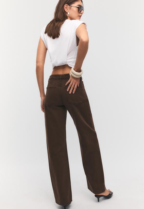 Stradivarius D92 Jeans Straight Wide Braun 34