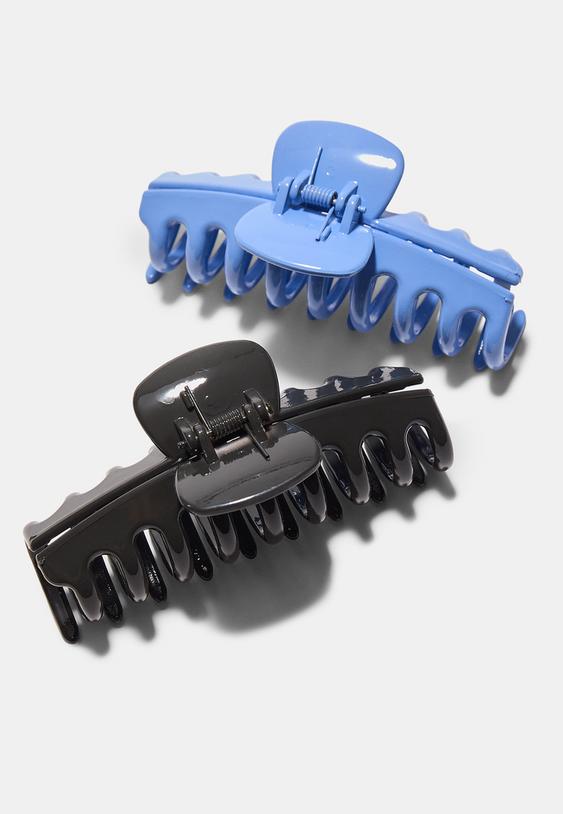 Stradivarius Set Of 2 Soft Touch Maxi Hair Clips Royal Blue Os