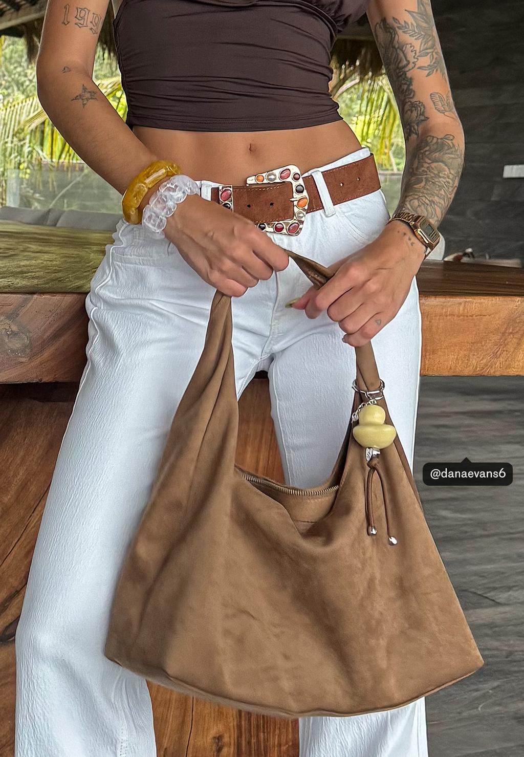 Faux suede shoulder bag