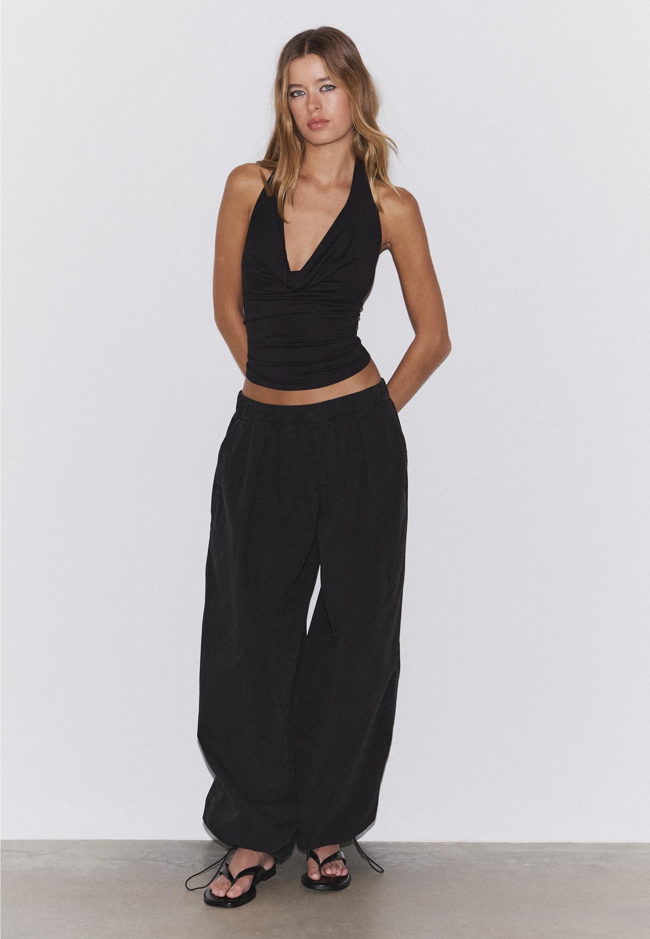 Draped halter top — Black
