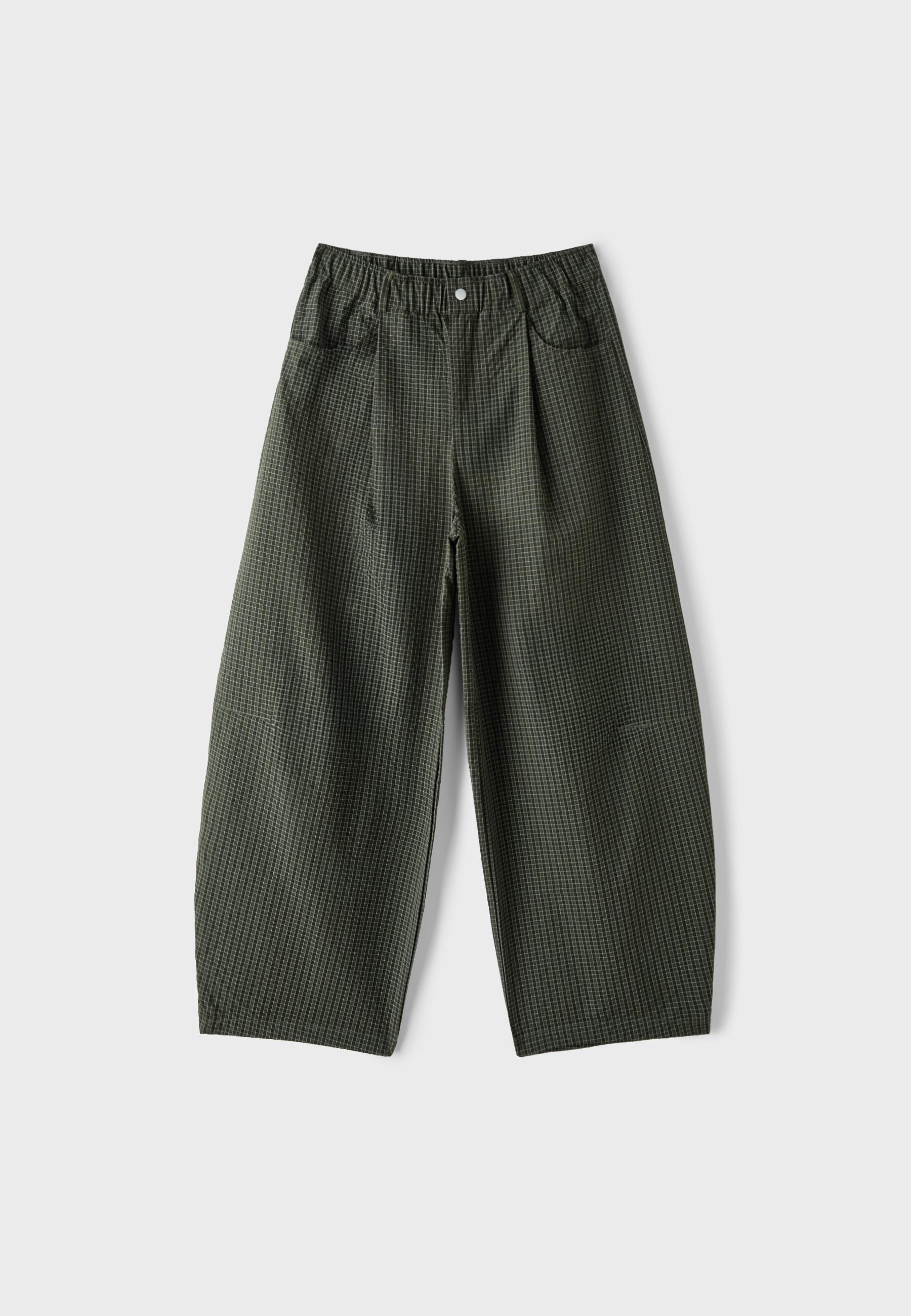 Check parachute trousers — Khaki