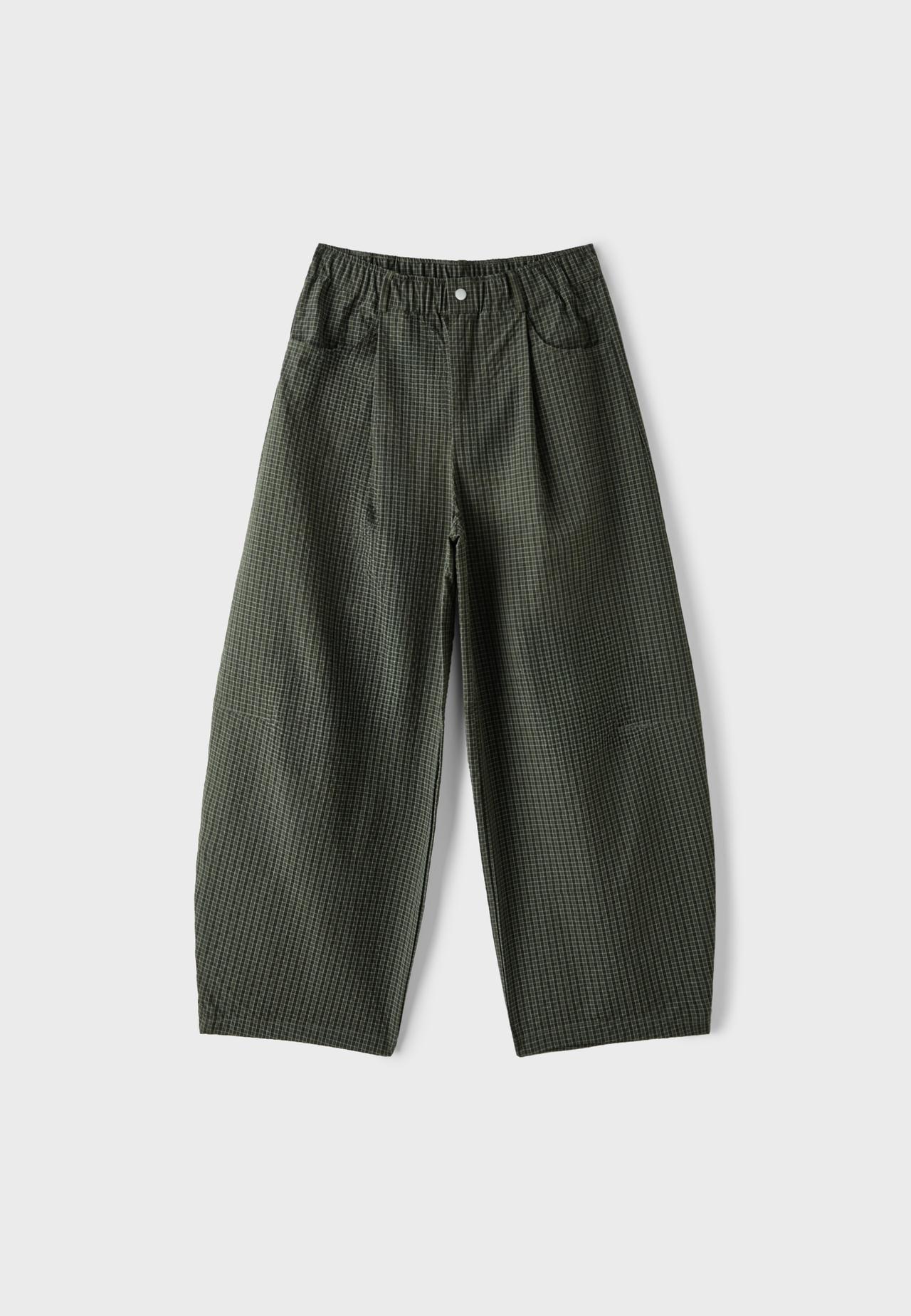 Check parachute trousers — Khaki