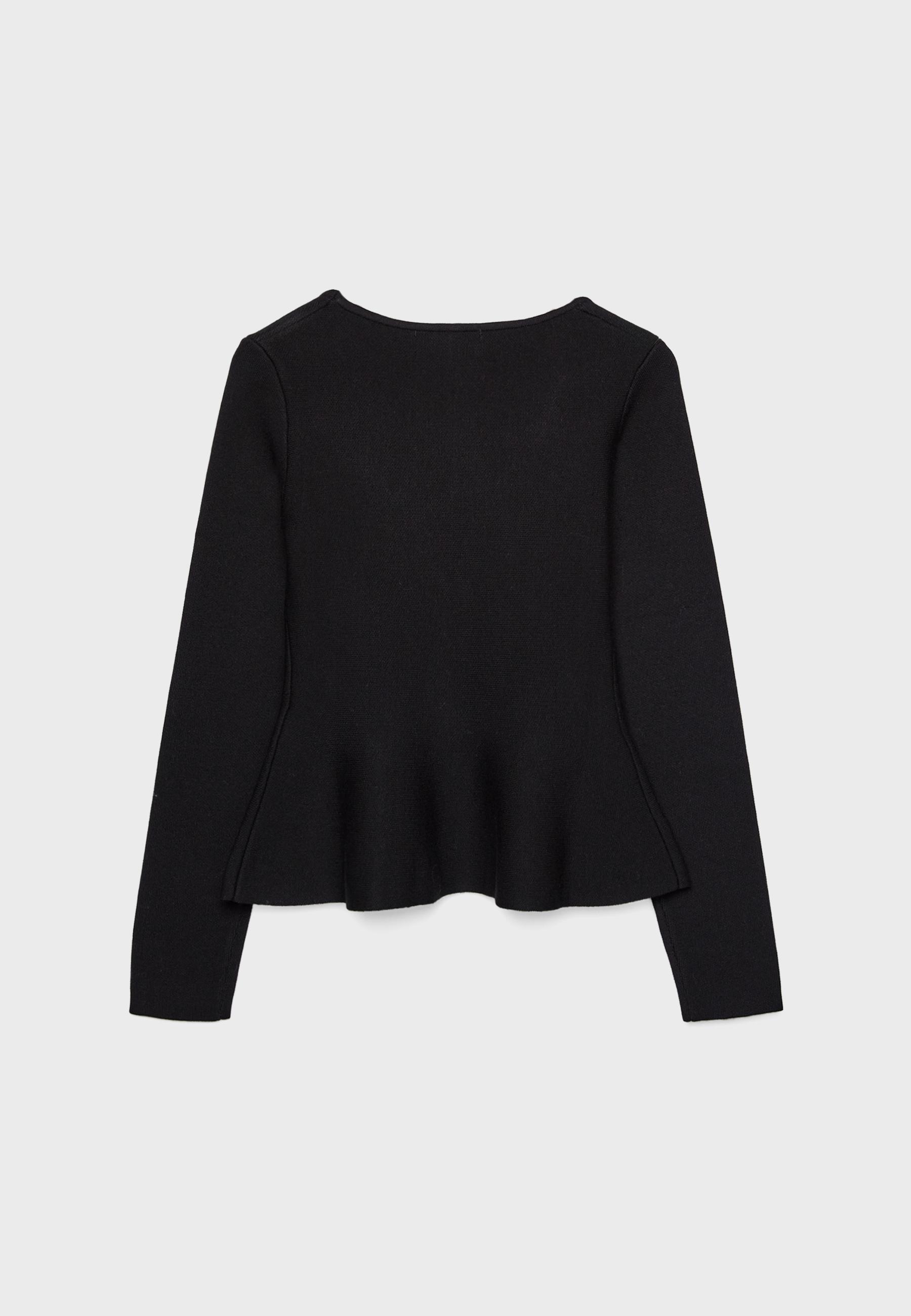 Buttoned peplum knit cardigan - Women's fashion