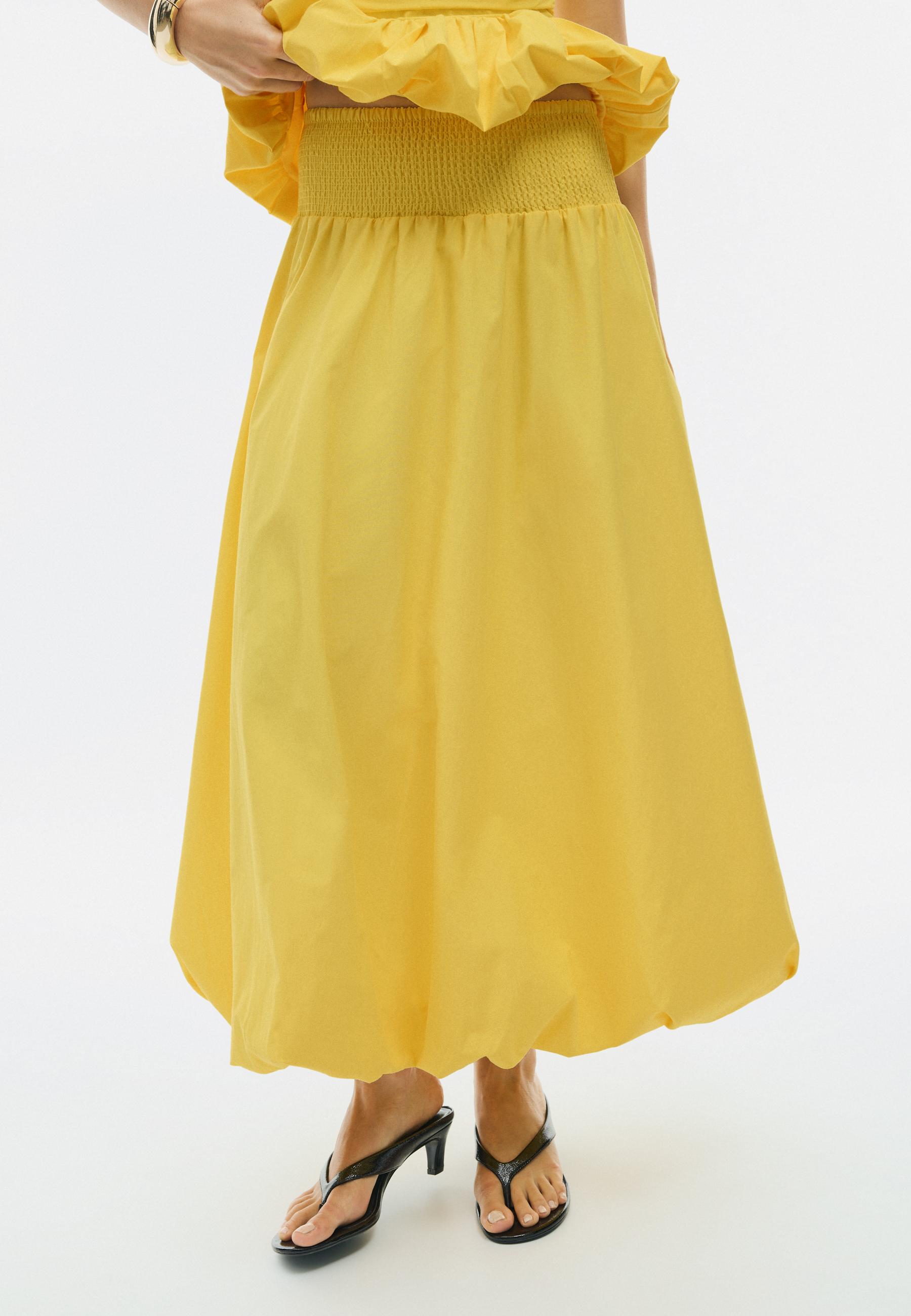 Poplin balloon long skirt — Gold