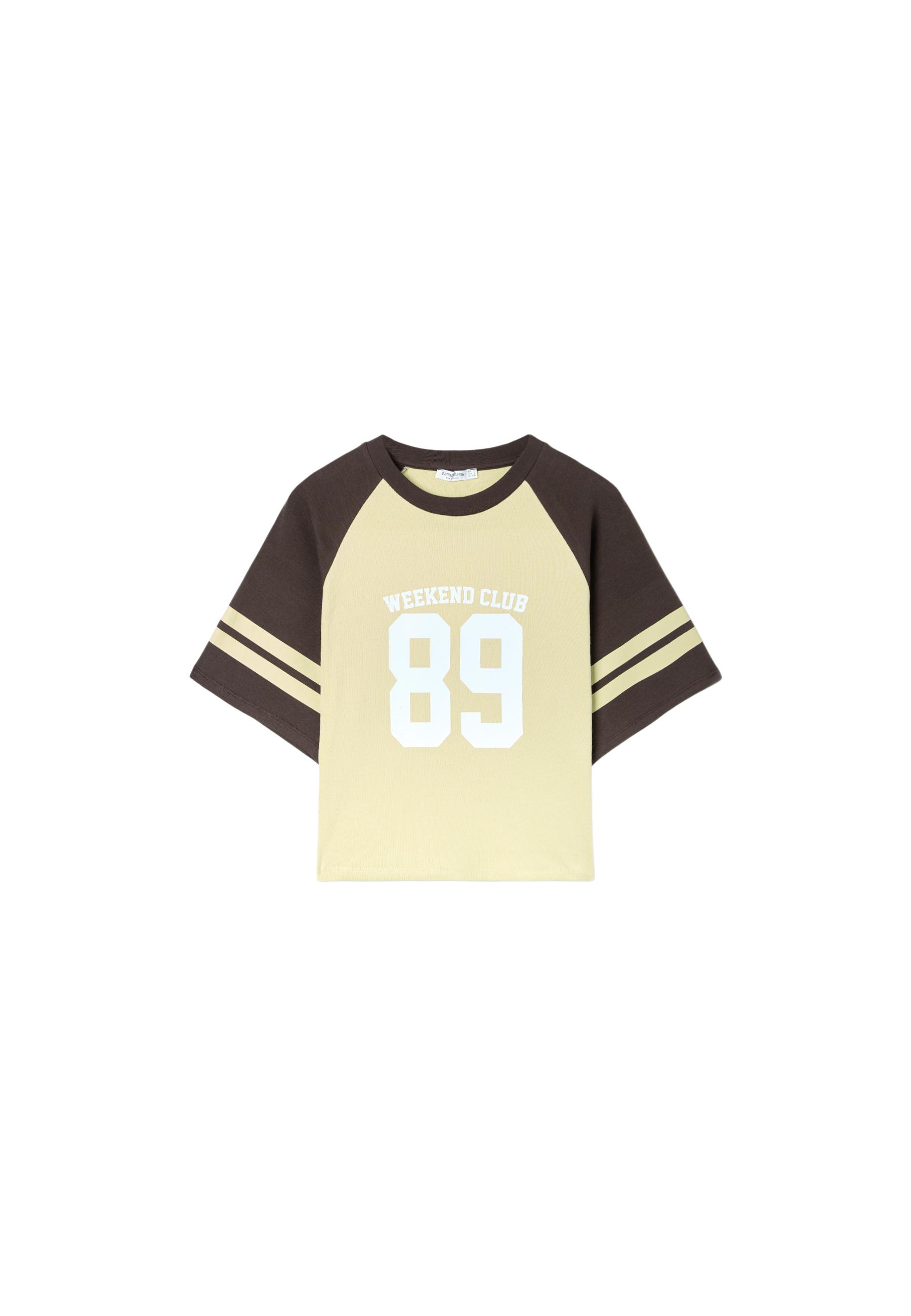 Raglan T-shirt with graphic print — Khaki