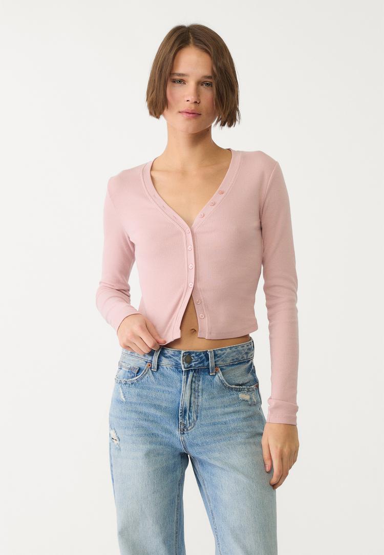 camiseta botones manga larga