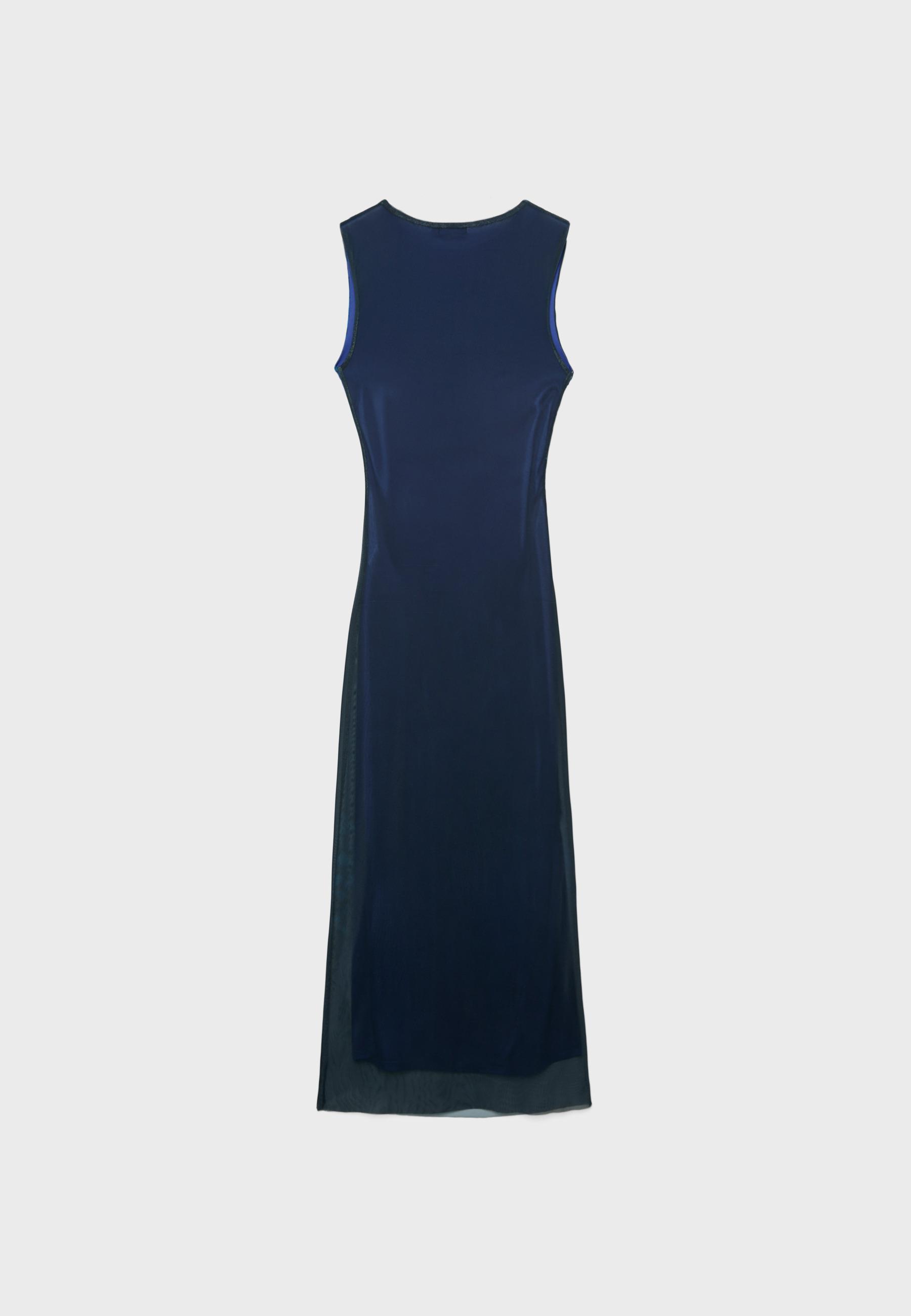 Printed tulle midi dress — Navy blue