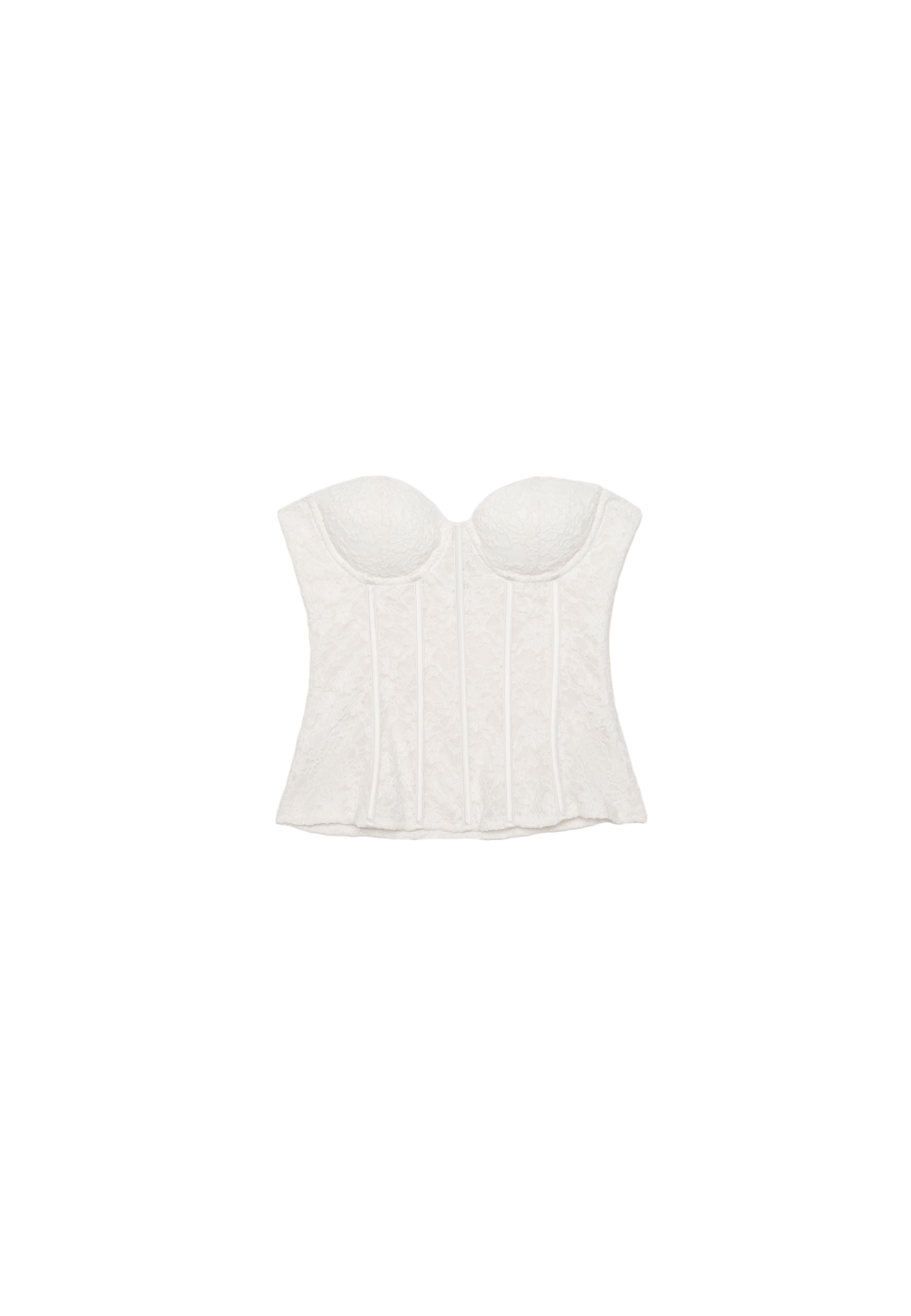Lace corset top with stays — Ecru