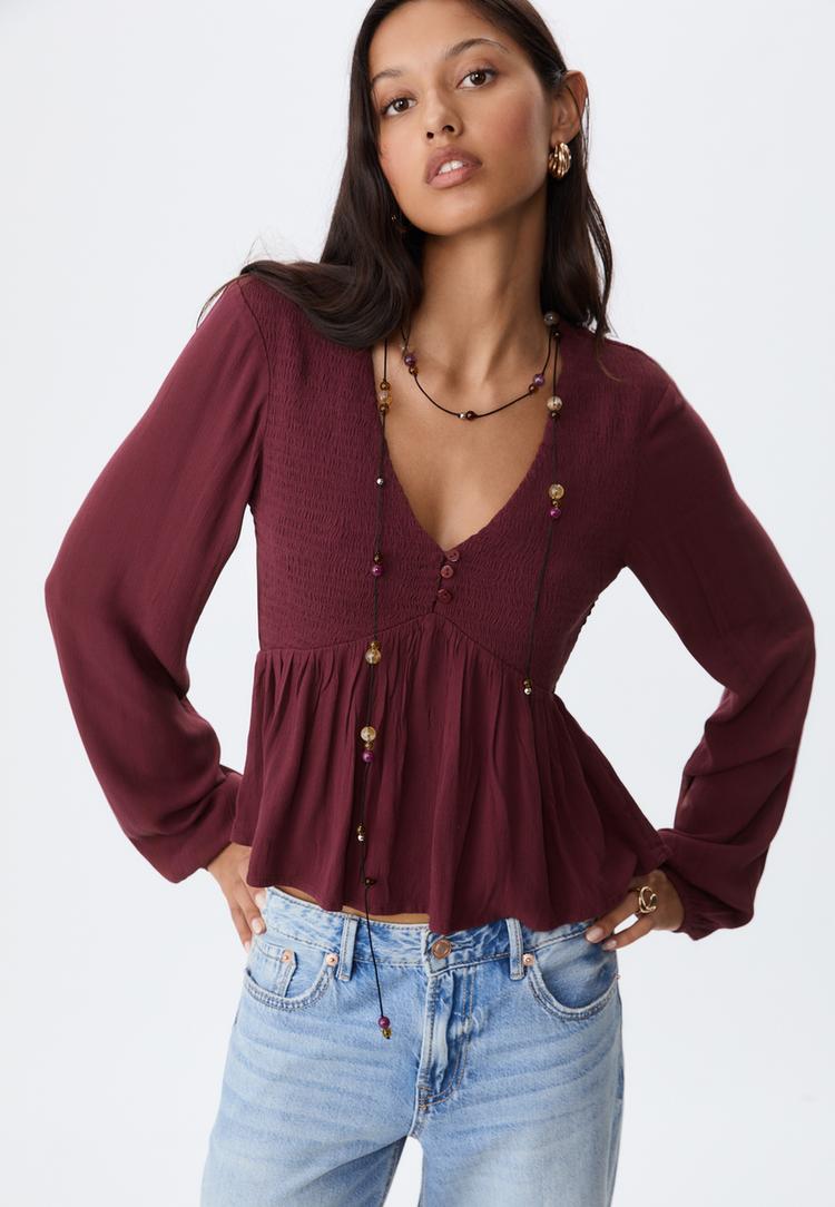 blusa fluida manga larga