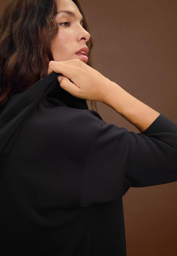 yumusak dokulu oversize kapusonlu sweatshirt